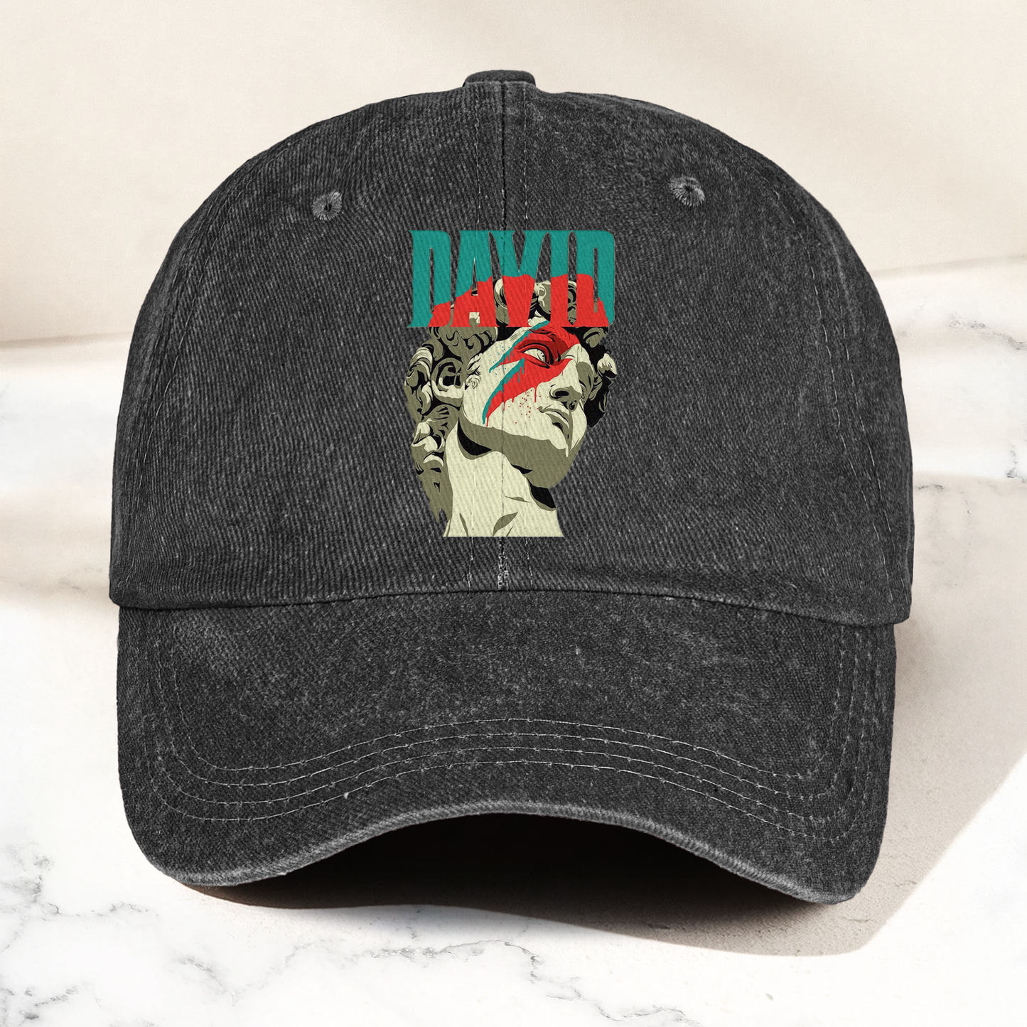 David Bowie Michelangelo David Statue Denim Cap – Retro Music Fan Cap Gift For Dad (With Box)