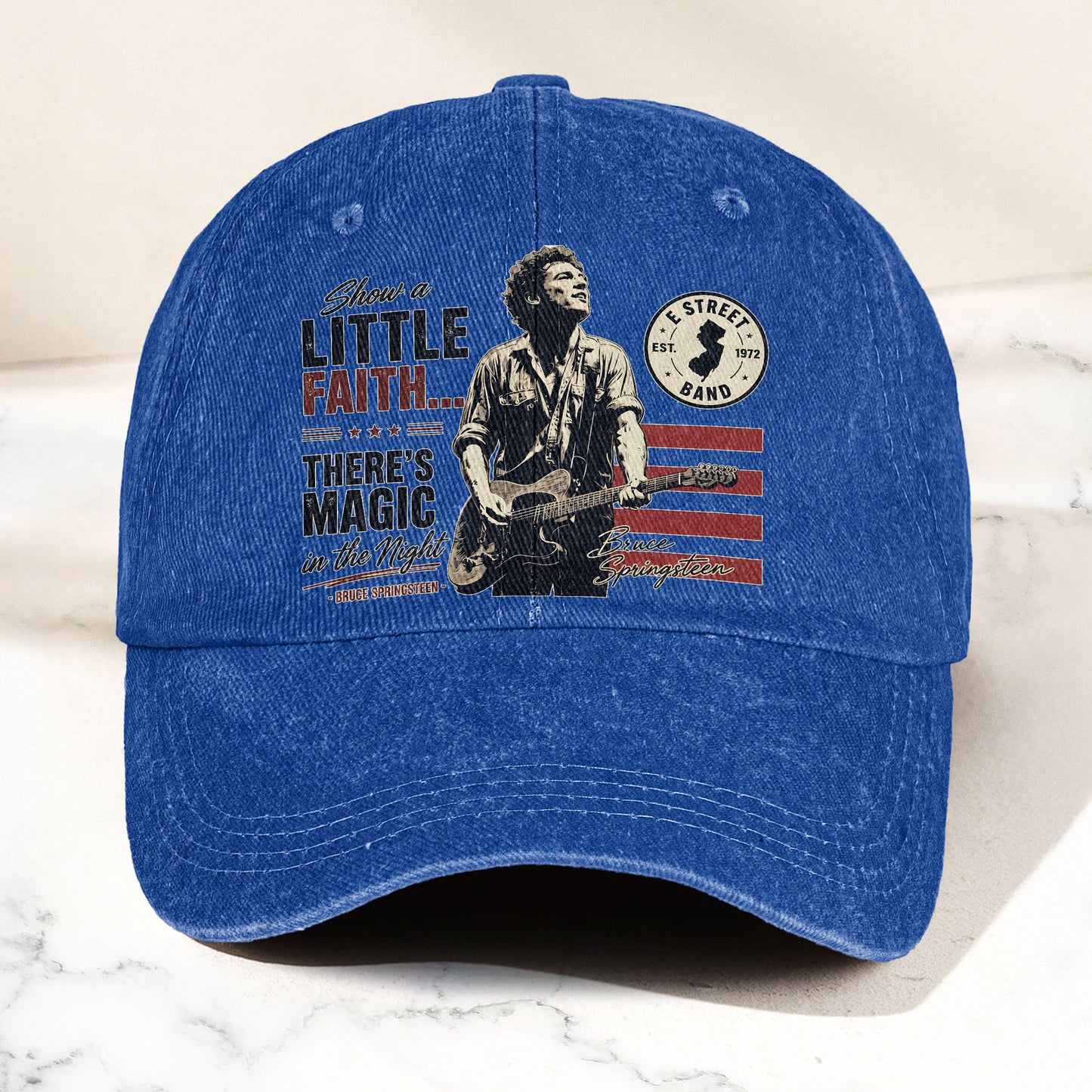 Bruce Springsteen Thunder Road Lyrics There's Magic In The Night Denim Cap – Retro Vintage Dad Cap Gift For Dad (With Box)