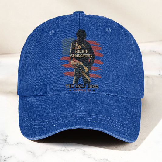 Bruce Springsteen The Only Boss I Listen To Music Merch Denim Cap – Retro Vintage Dad Cap Gift For Dad (With Box)