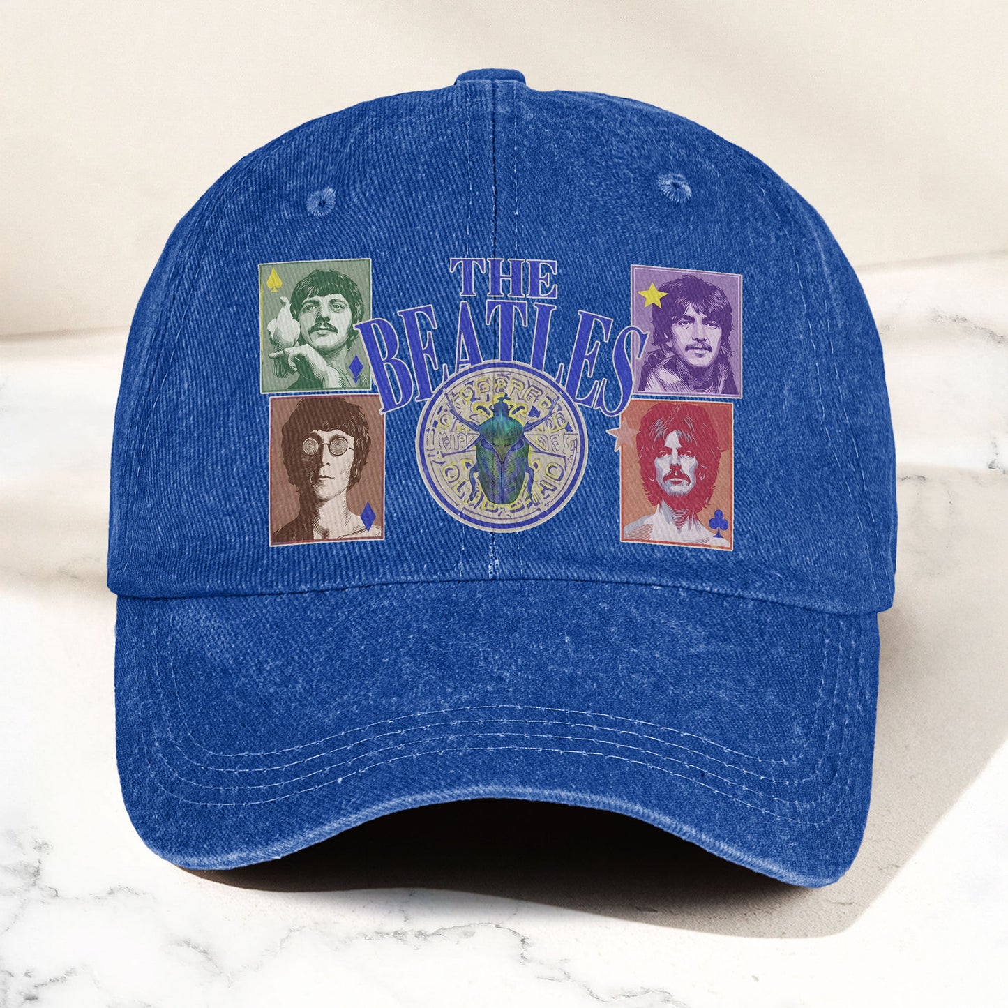 The Beatles Vintage Portraits Graphic Music Merch Denim Cap – Retro Vintage Dad Cap Gift For Dad (With Box)