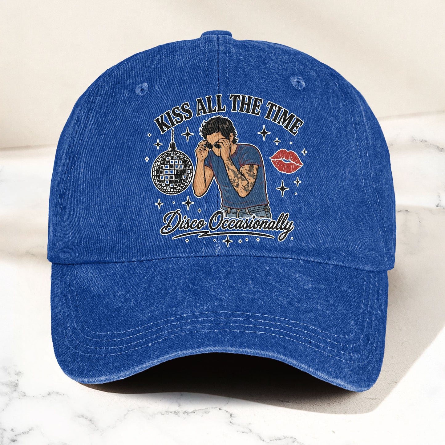 Harry Styles Kiss All The Time Disco Occasionally Music Merch Denim Cap – Retro Vintage Dad Cap Gift For Dad (With Box)