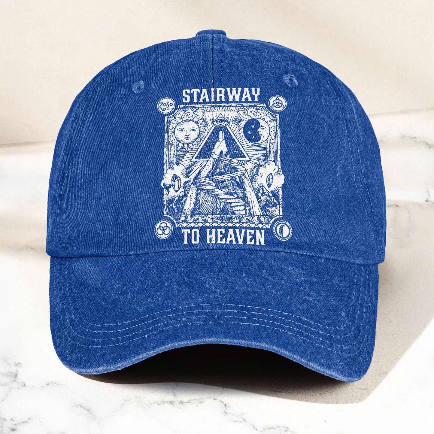 Led Zeppelin Stairway To Heaven Zoso Symbols Music Merch Denim Cap – Retro Vintage Dad Cap Gift For Dad (With Box)