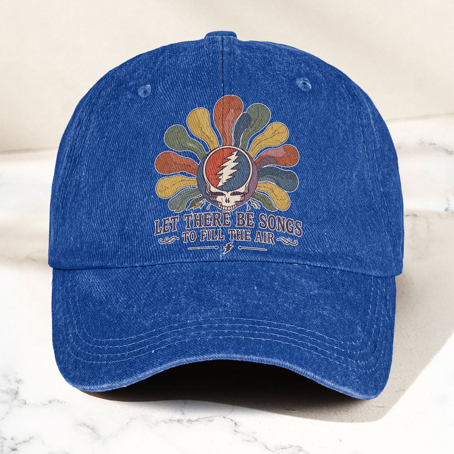 Grateful Dead Ripple Let There Be Songs To Fill The Air Steal Your Face Denim Cap – Retro Vintage Dad Cap Gift For Dad (With Box)