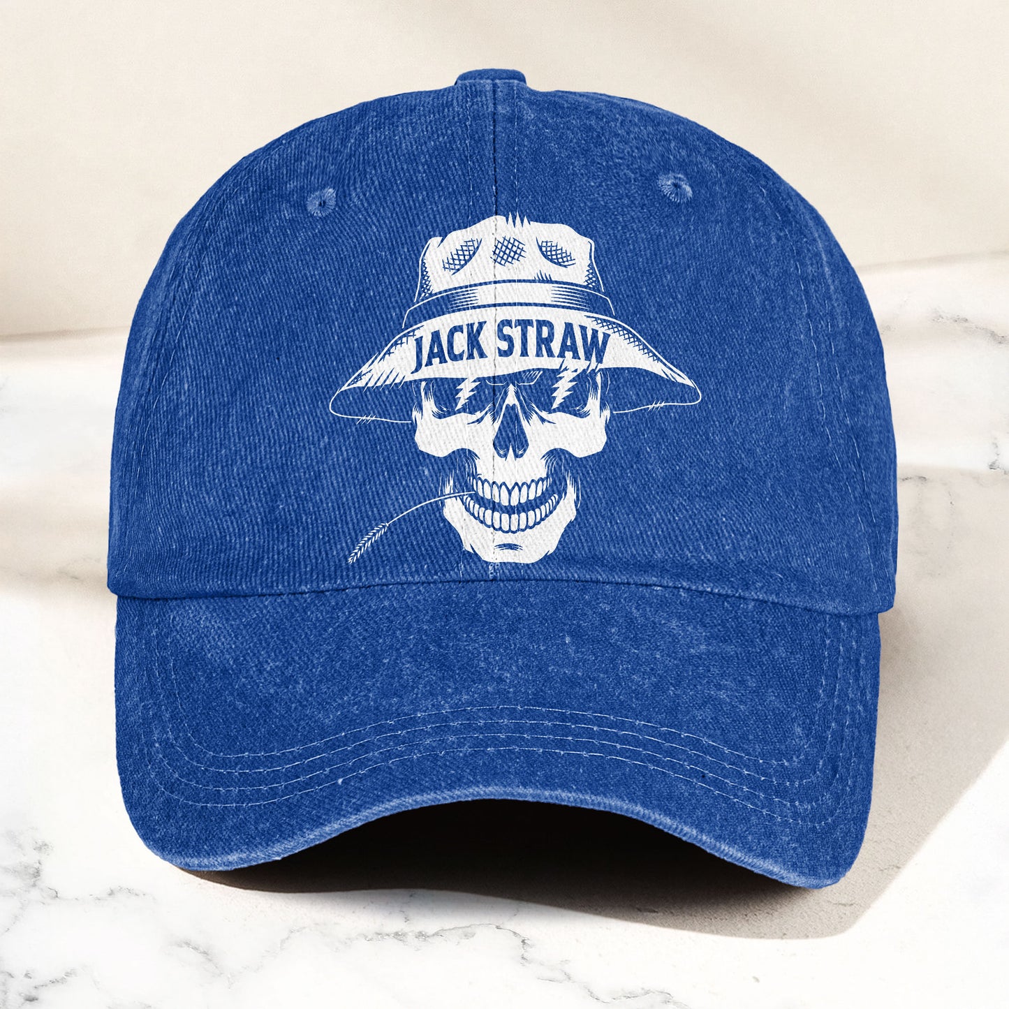 Grateful Dead Jack Straw Skull Lightning Eyes Music Merch Denim Cap – Retro Vintage Dad Cap Gift For Dad (With Box)