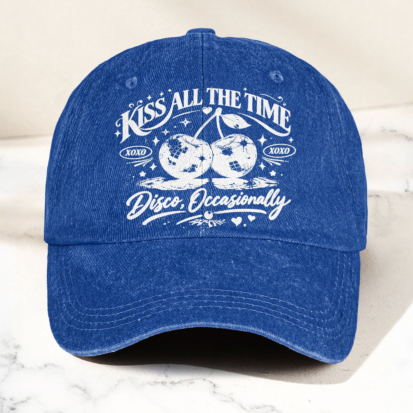 Harry Styles Kiss All The Time Disco Occasionally Denim Cap – Retro Vintage Dad Cap Gift For Dad (With Box)