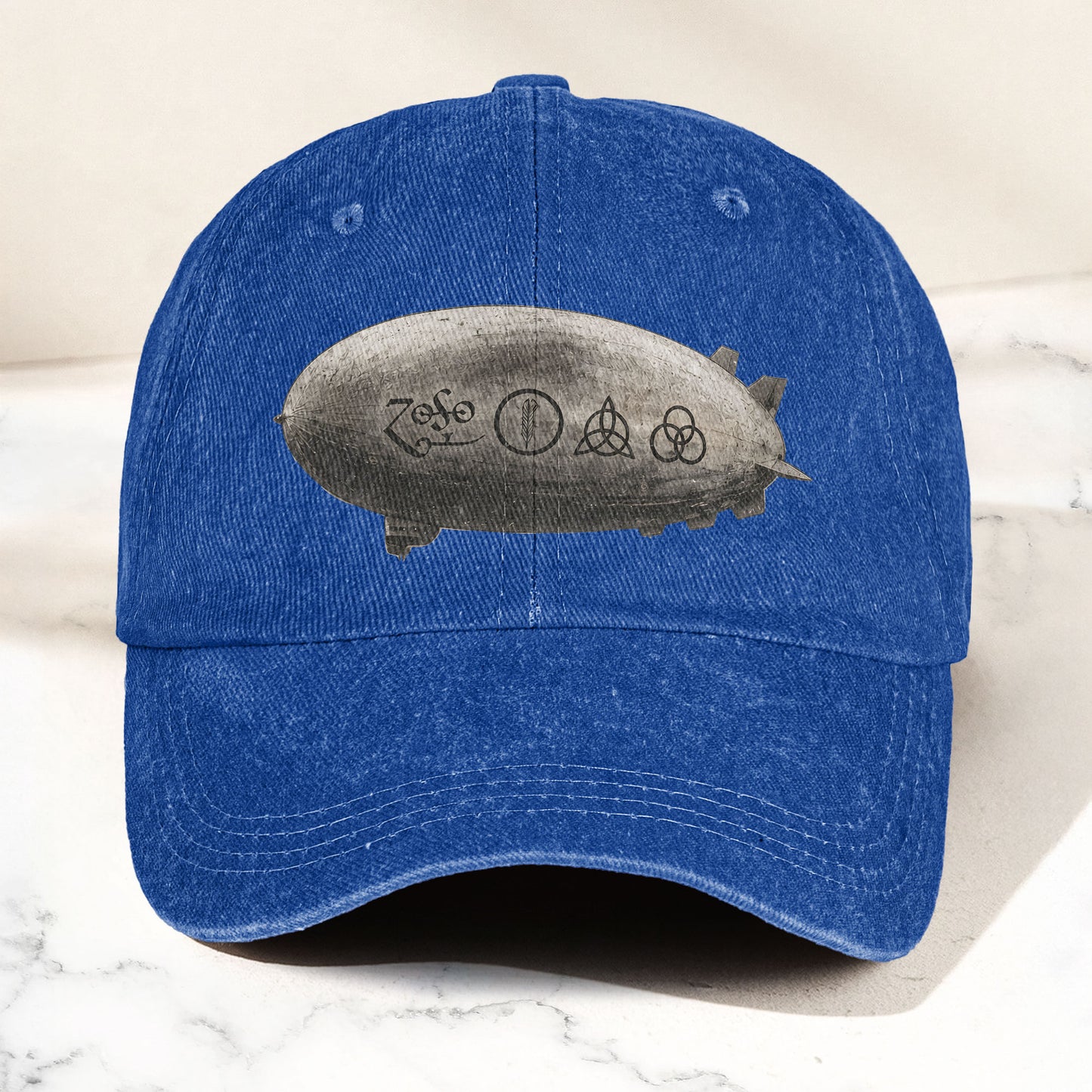 Led Zeppelin Zoso Four Symbols Airship Graphic Denim Cap – Retro Vintage Dad Cap Gift For Dad (With Box)