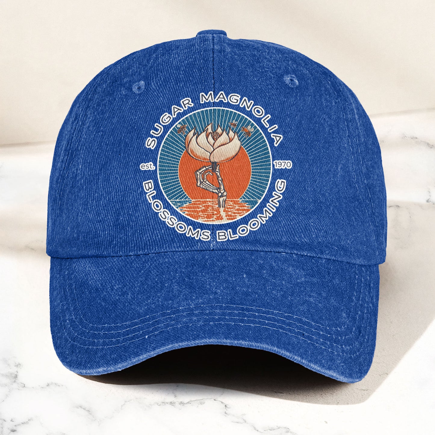 Grateful Dead Sugar Magnolia Blossoms Blooming Vintage Denim Cap – Retro Vintage Dad Cap Gift For Dad (With Box)