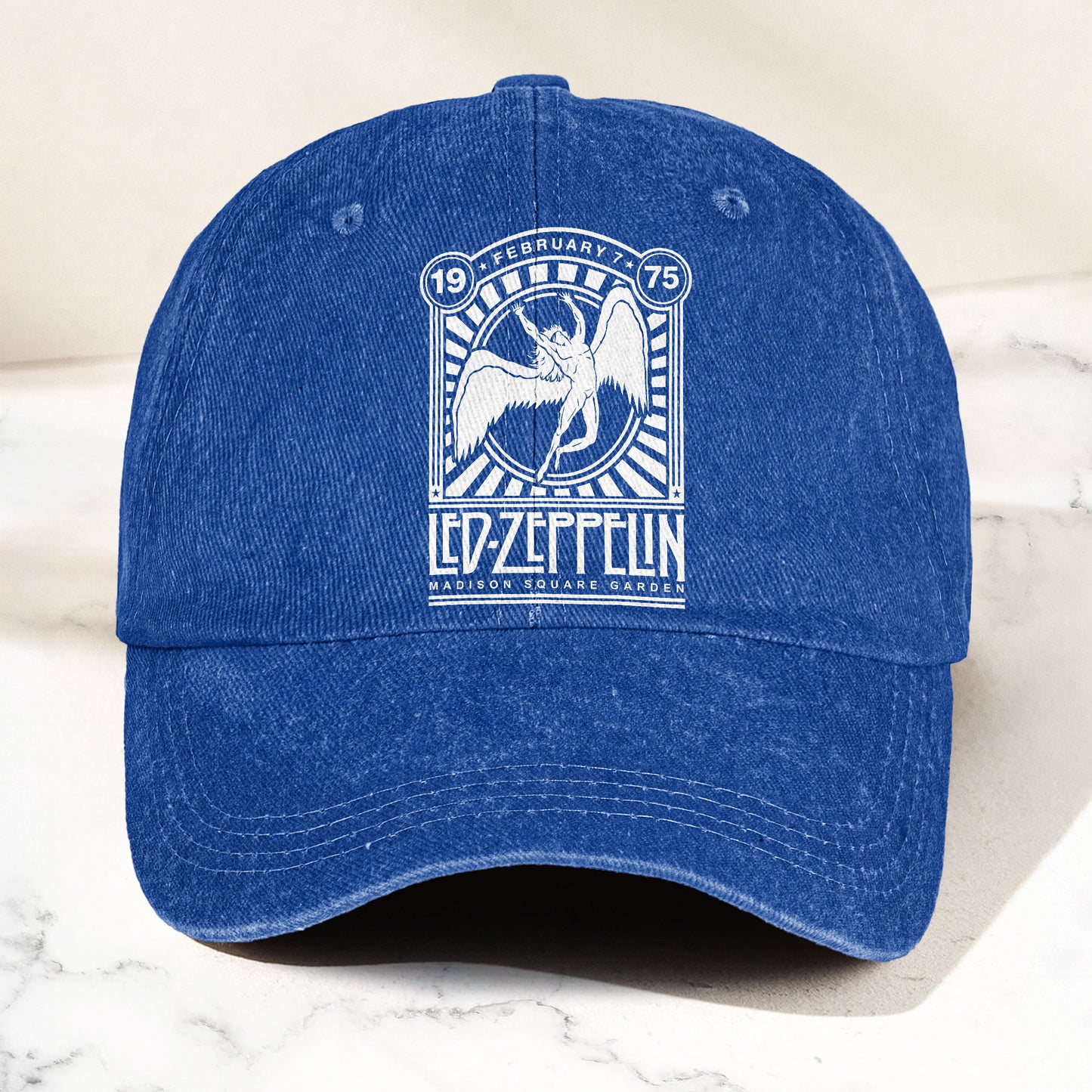 Led Zeppelin 1975 Madison Square Garden Concert Graphic Denim Cap – Retro Vintage Dad Cap Gift For Dad (With Box)