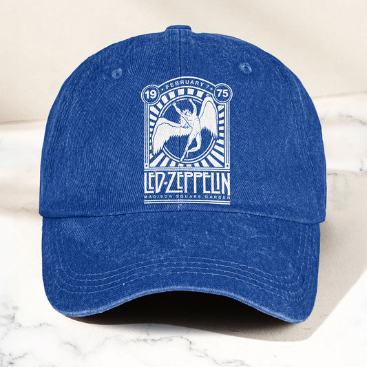 Led Zeppelin 1975 Madison Square Garden Concert Graphic Denim Cap – Retro Vintage Dad Cap Gift For Dad (With Box)