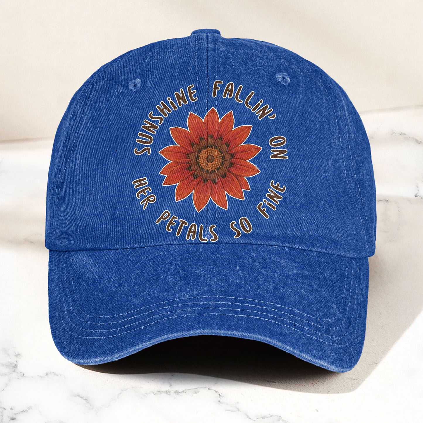 Grateful Dead Red Daisy Sunshine Fallin' On Her Petals So Fine Lyrics Music Merch Denim Cap – Retro Vintage Dad Cap Gift For Dad (With Box)