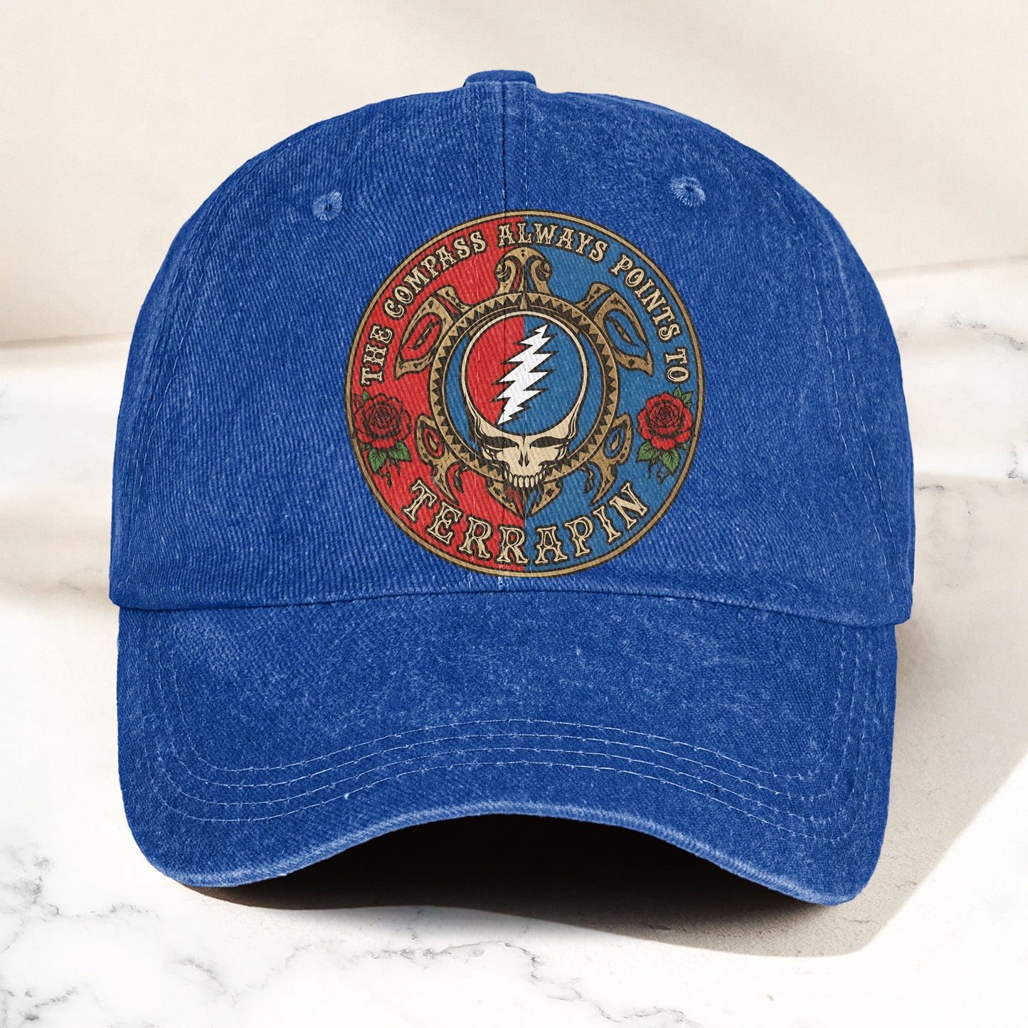 Grateful Dead Terrapin Station Compass Points Denim Cap – Retro Vintage Dad Cap Gift For Dad (With Box)