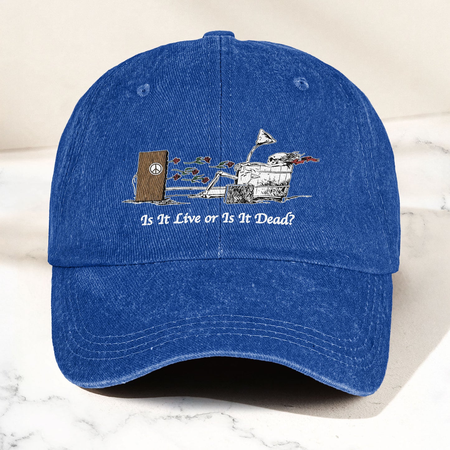 Grateful Dead Is It Live Or Is It Dead Music Merch Denim Cap – Retro Vintage Dad Cap Gift For Dad (With Box)