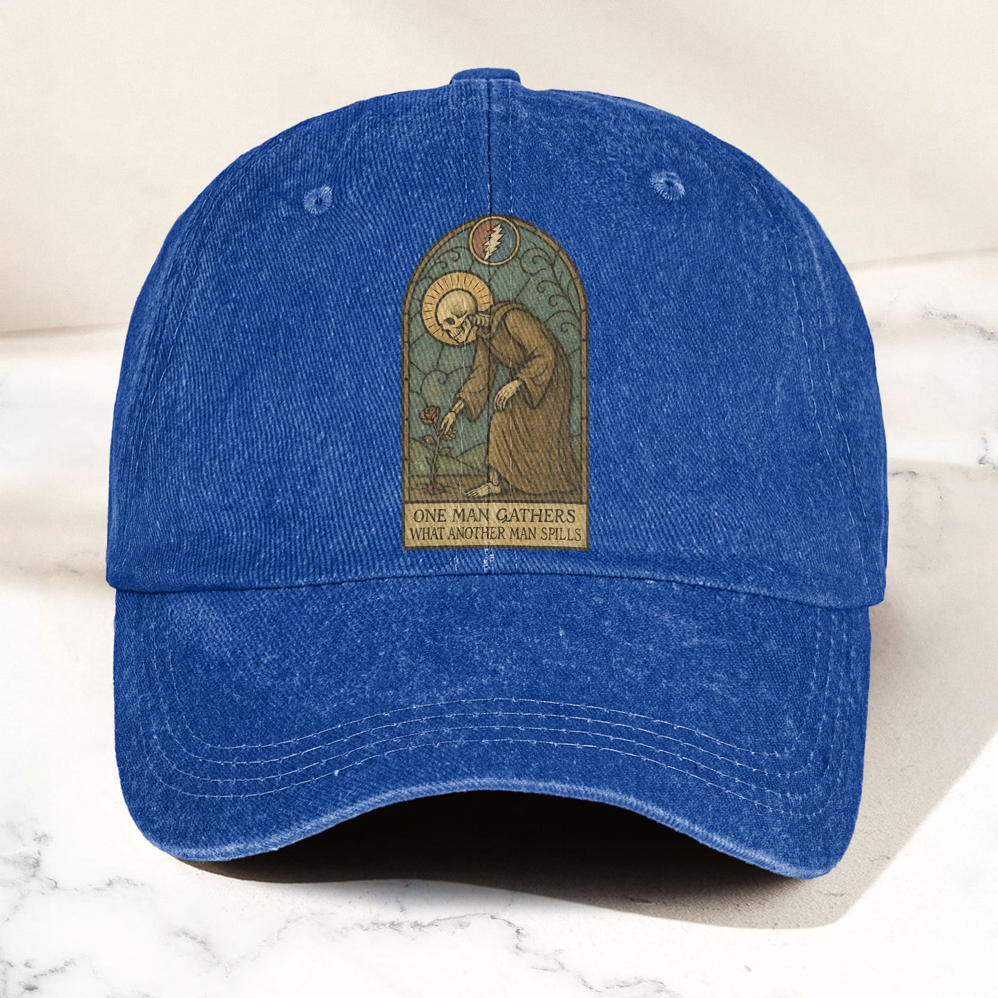 Grateful Dead St Stephen One Man Gathers Lyrics Stained Glass Denim Cap – Retro Vintage Dad Cap Gift For Dad (With Box)