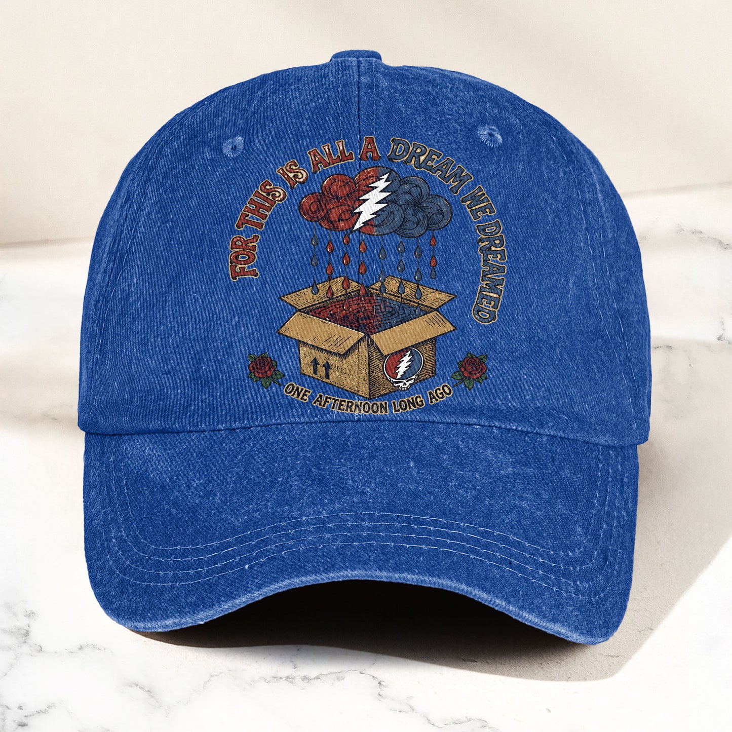 Grateful Dead Box Of Rain Dream We Dreamed Music Merch Denim Cap – Retro Vintage Dad Cap Gift For Dad (With Box)