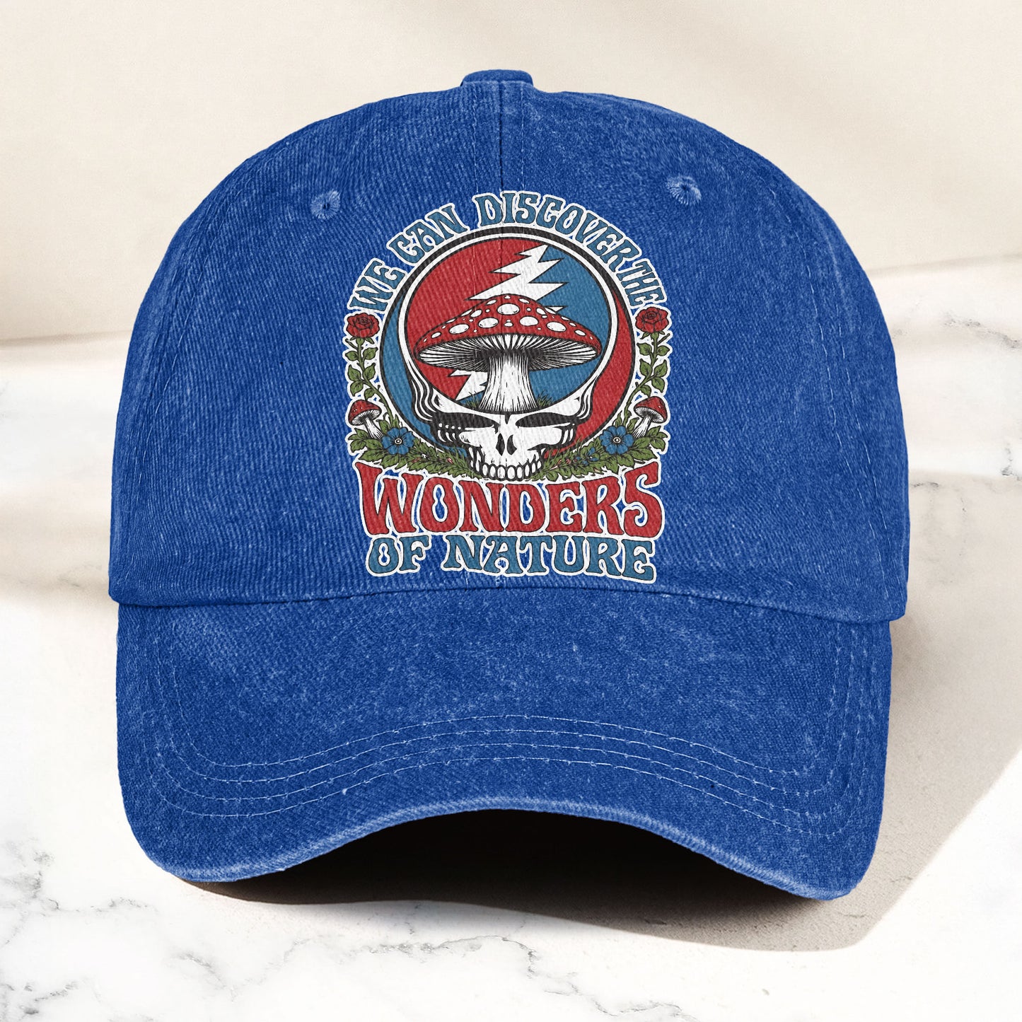Grateful Dead Wonders Of Nature Mushroom Steal Your Face Denim Cap – Retro Vintage Dad Cap Gift For Dad (With Box)