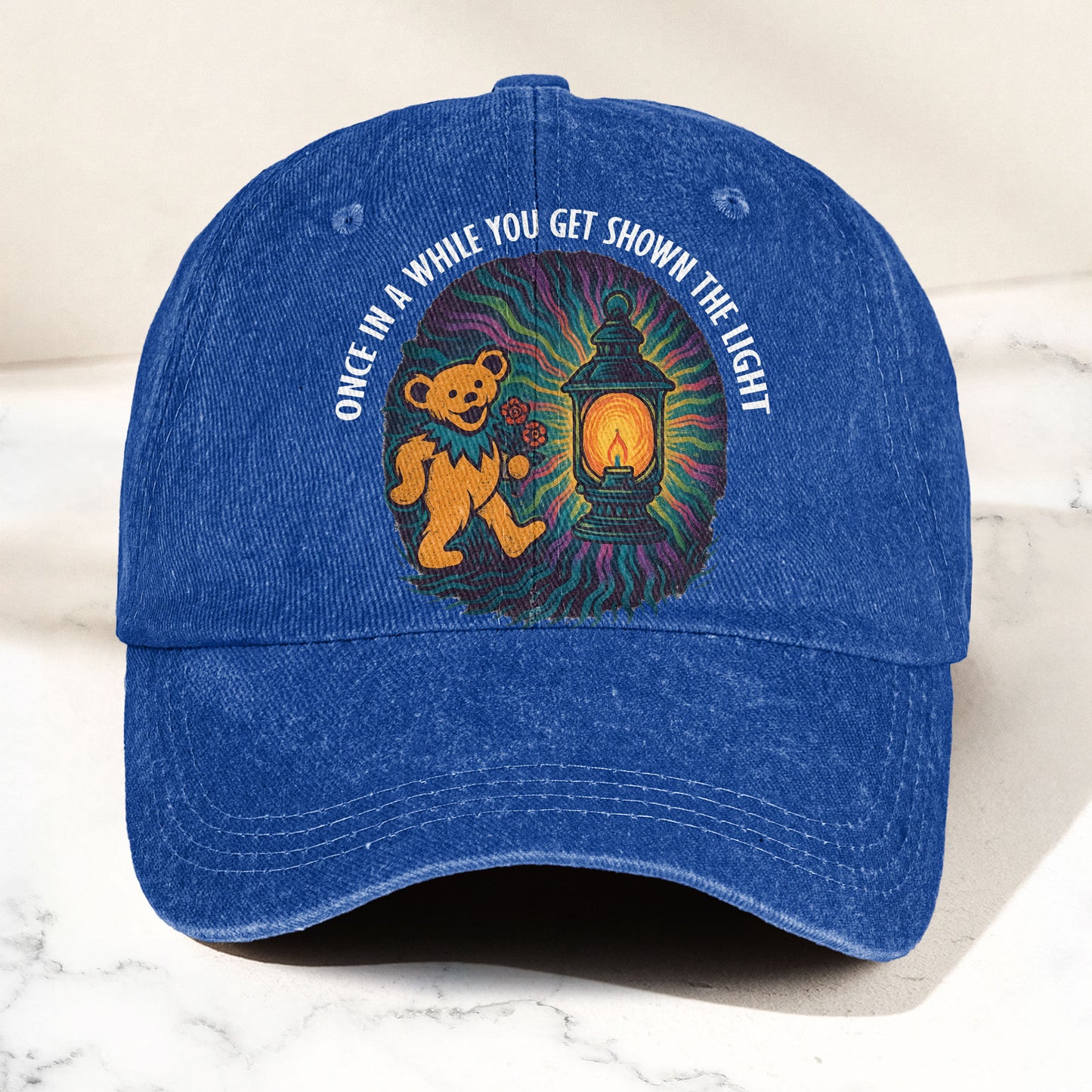 Grateful Dead Scarlet Begonias Shown The Light Dancing Bear Denim Cap – Retro Vintage Dad Cap Gift For Dad (With Box)