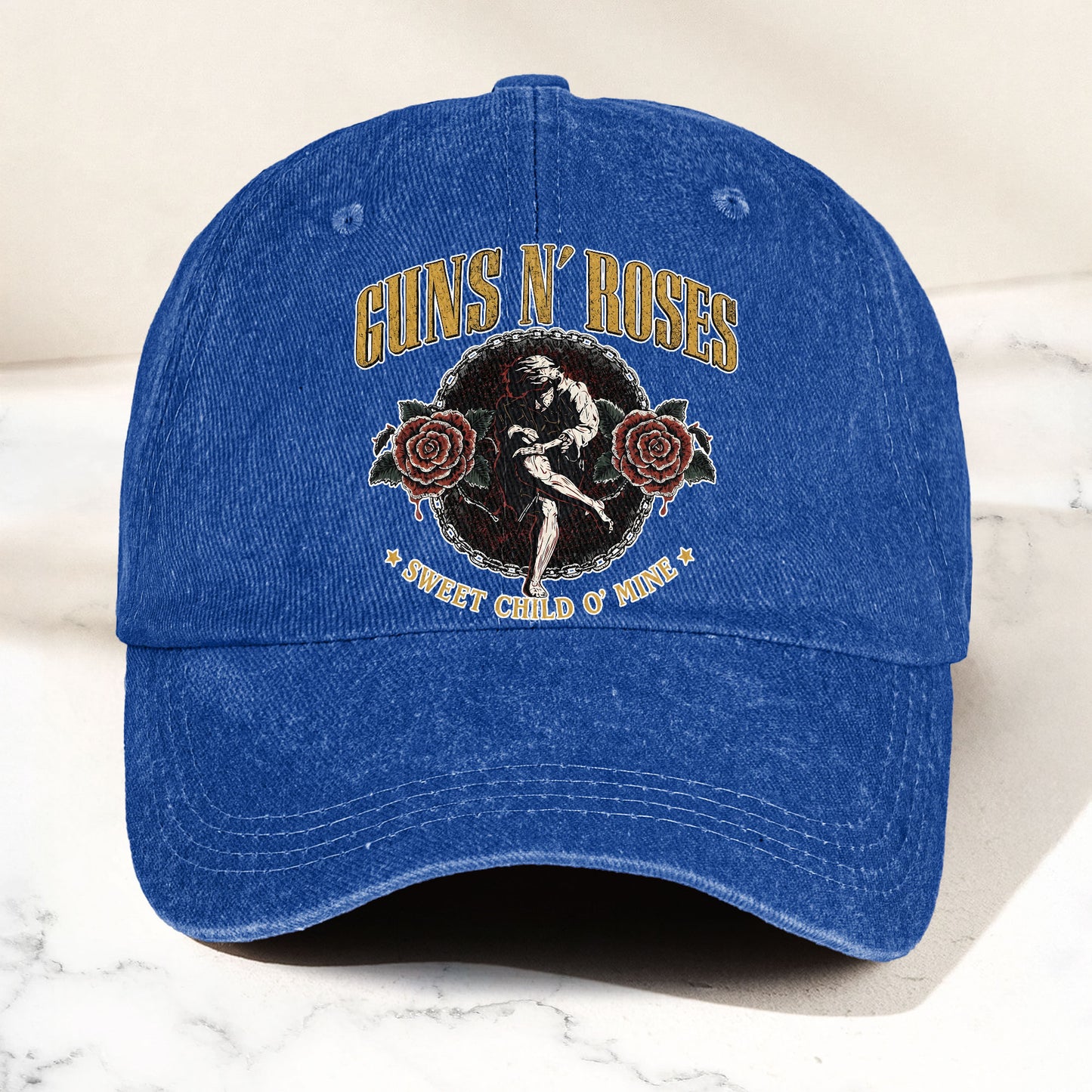 Guns N Roses Sweet Child O Mine Rock Music Merch Denim Cap – Retro Vintage Dad Cap Gift For Dad (With Box)