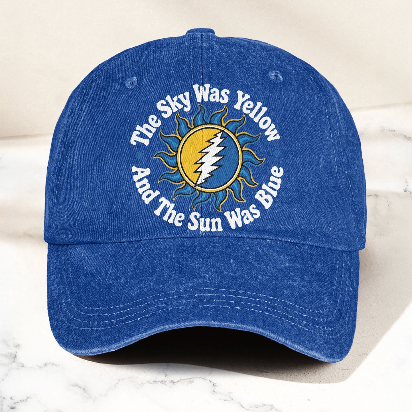 Grateful Dead Scarlet Begonias Lyrics Yellow Sky Blue Sun Denim Cap – Retro Vintage Dad Cap Gift For Dad (With Box)