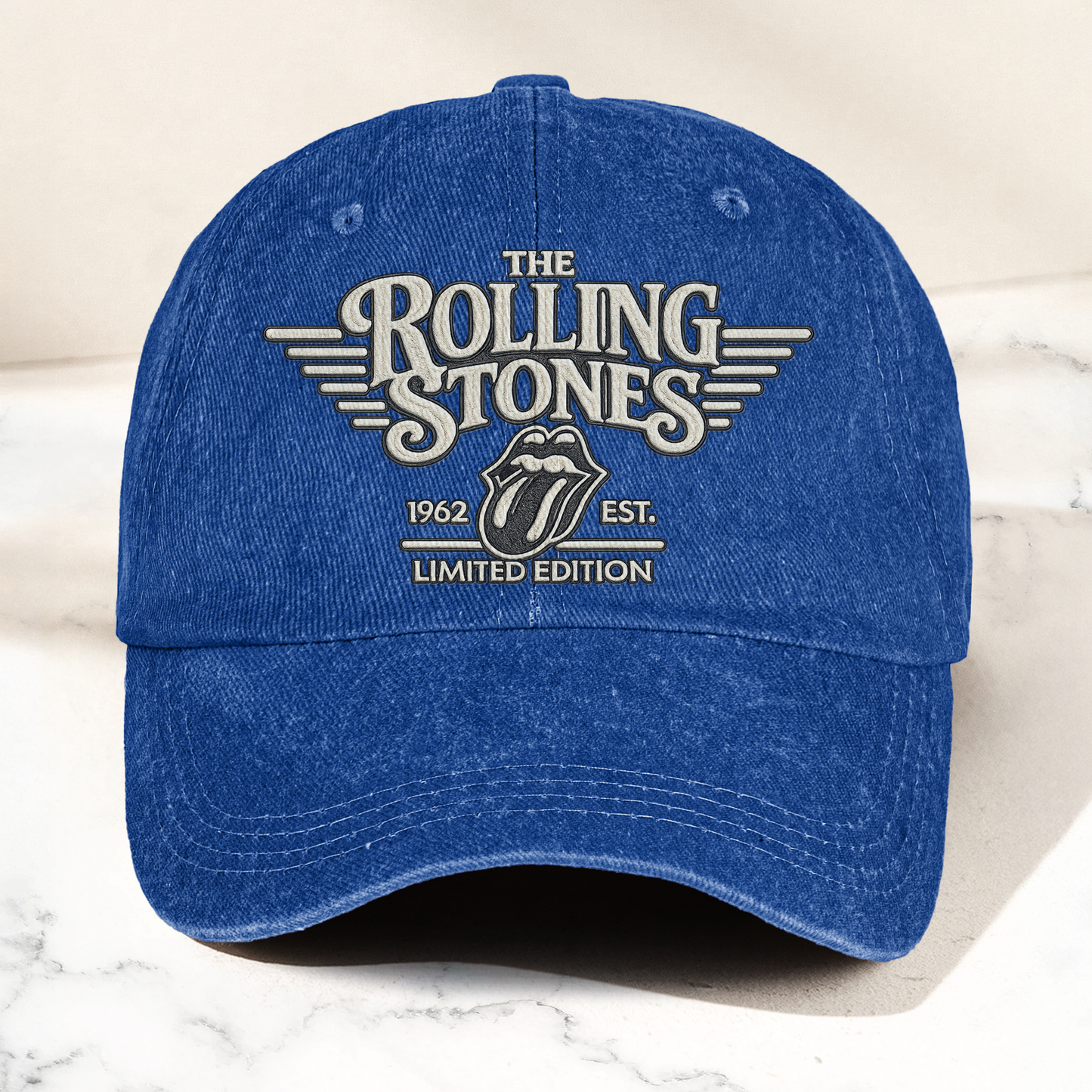 The Rolling Stones Tongue Logo Est 1962 Denim Cap – Retro Vintage Dad Cap Gift For Dad (With Box)