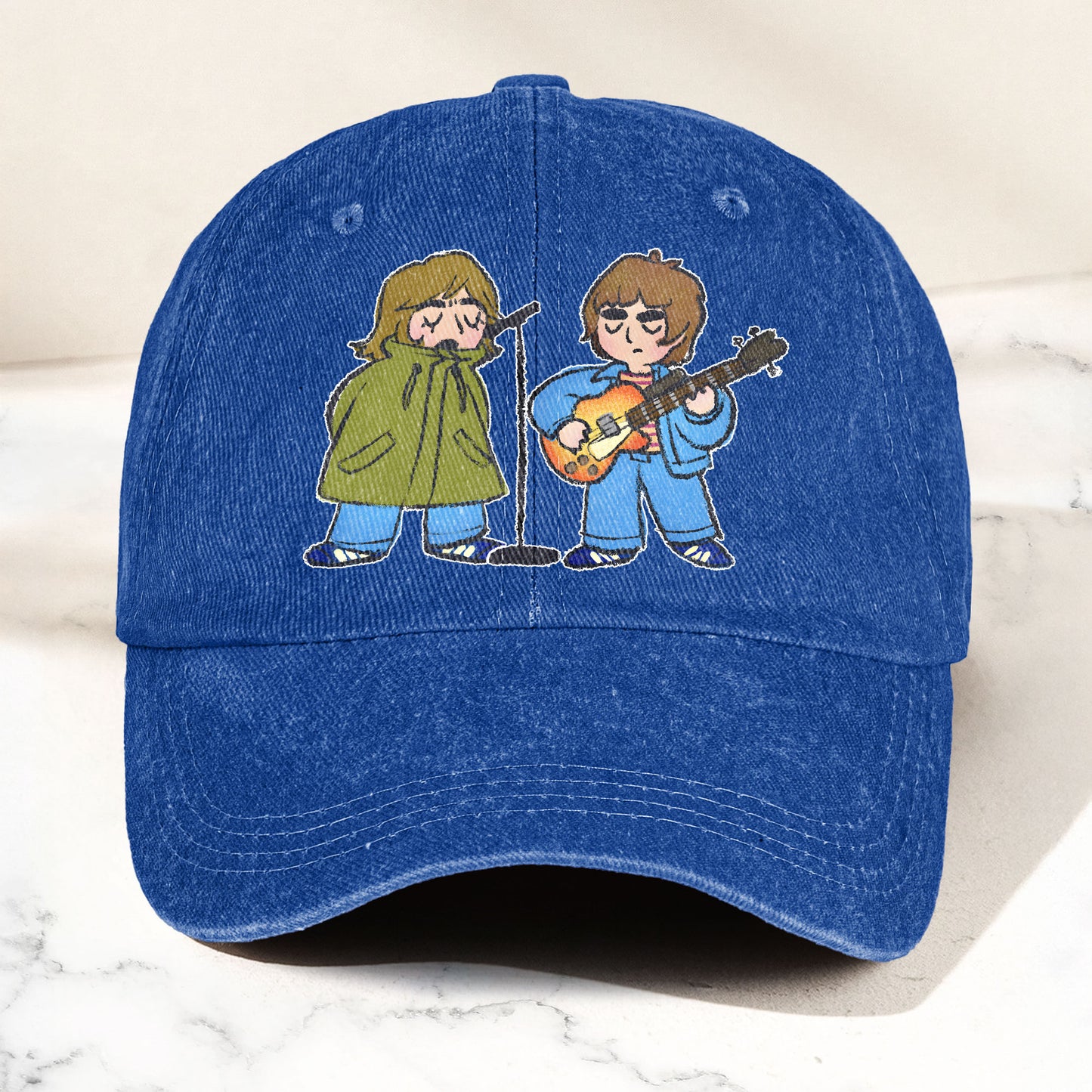 Noel & Liam Gallagher Oasis Denim Cap – Vintage Oasis Merch Gift for Dad (With Box)