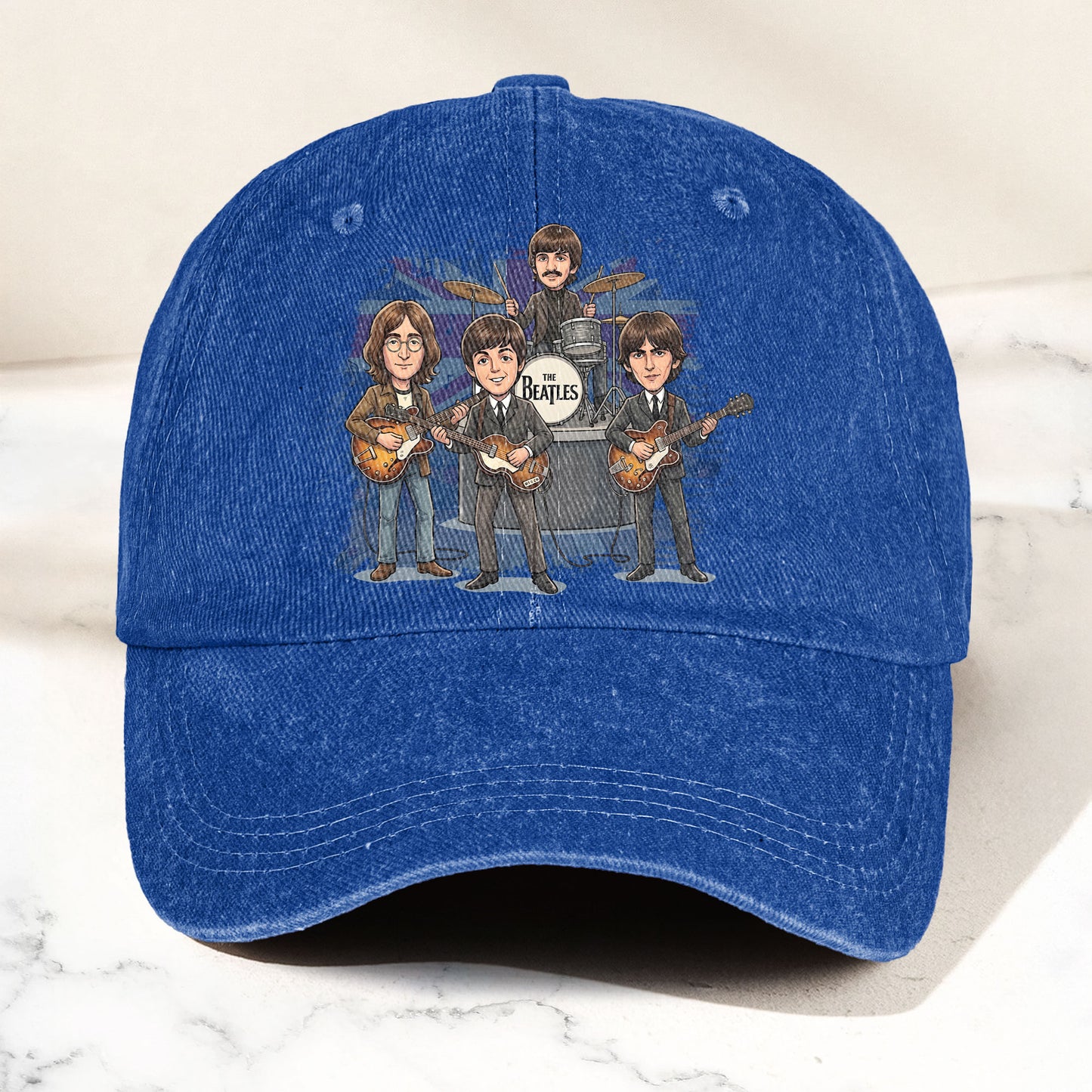 The Beatles And Their Instruments Cartoon Denim Cap – Retro Music Fan Cap Gift For Dad (With Box)