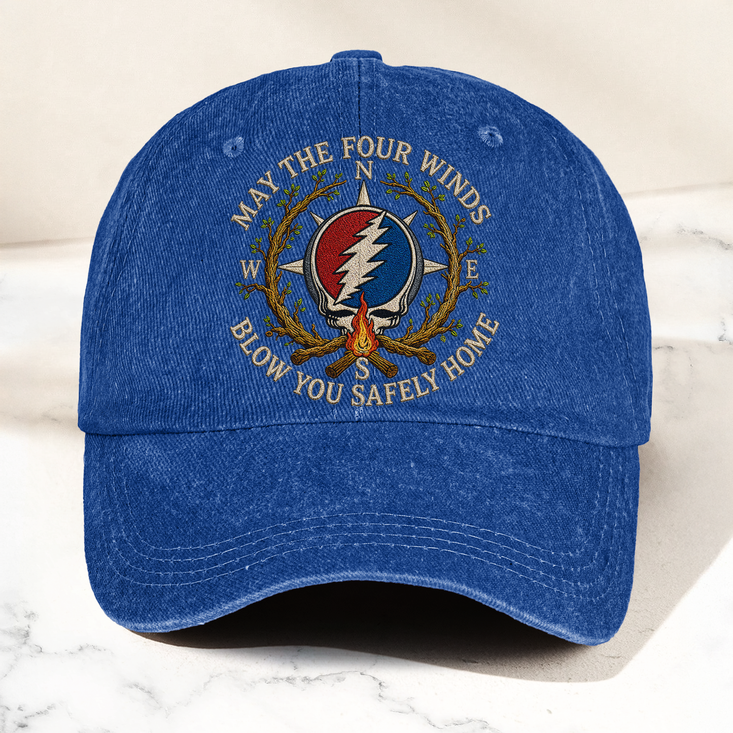 Grateful Dead May The Four Winds Blow You Safely Home Vintage Dad Hat – Deadhead Camping Cap Gift