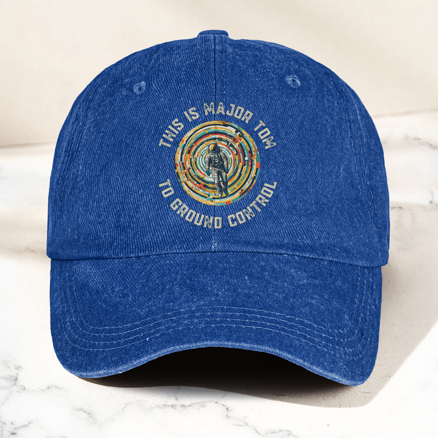David Bowie This is Major Tom to Ground Control Denim Cap – Retro Punk Rock Music Fan Cap Gift For Dad (With Box)