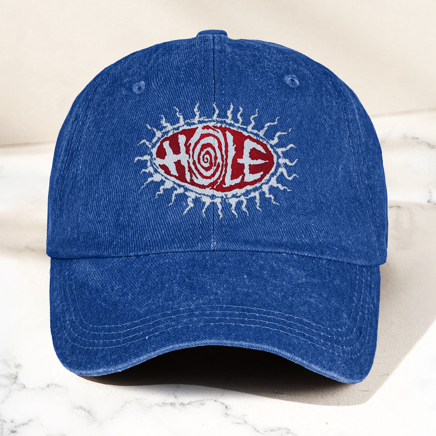 Hole Band Eyeball Denim Cap – Vintage Hole Band Album Merch Gift for Dad (With Box)
