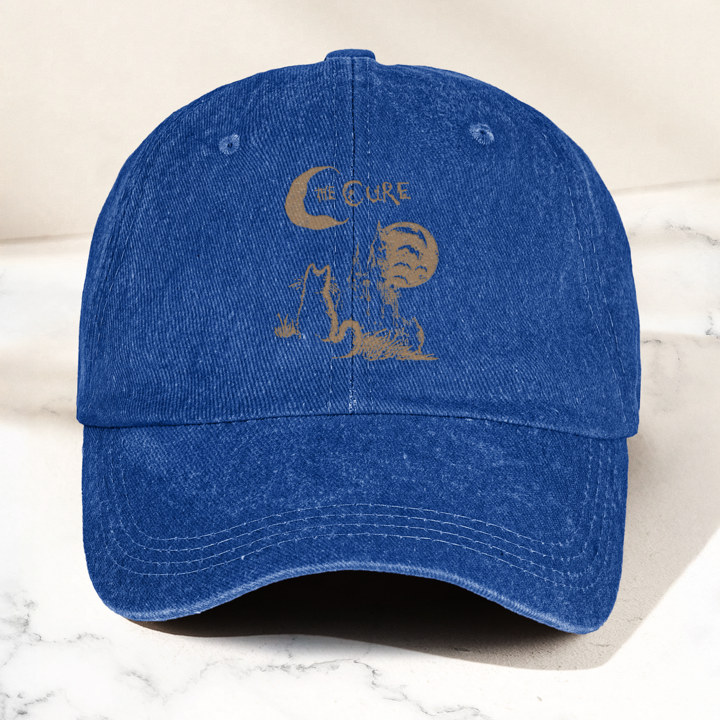 The Cure Vintage Cat Moon Denim Cap – Vintage The Cure Band Album Merch Gift for Dad (With Box)