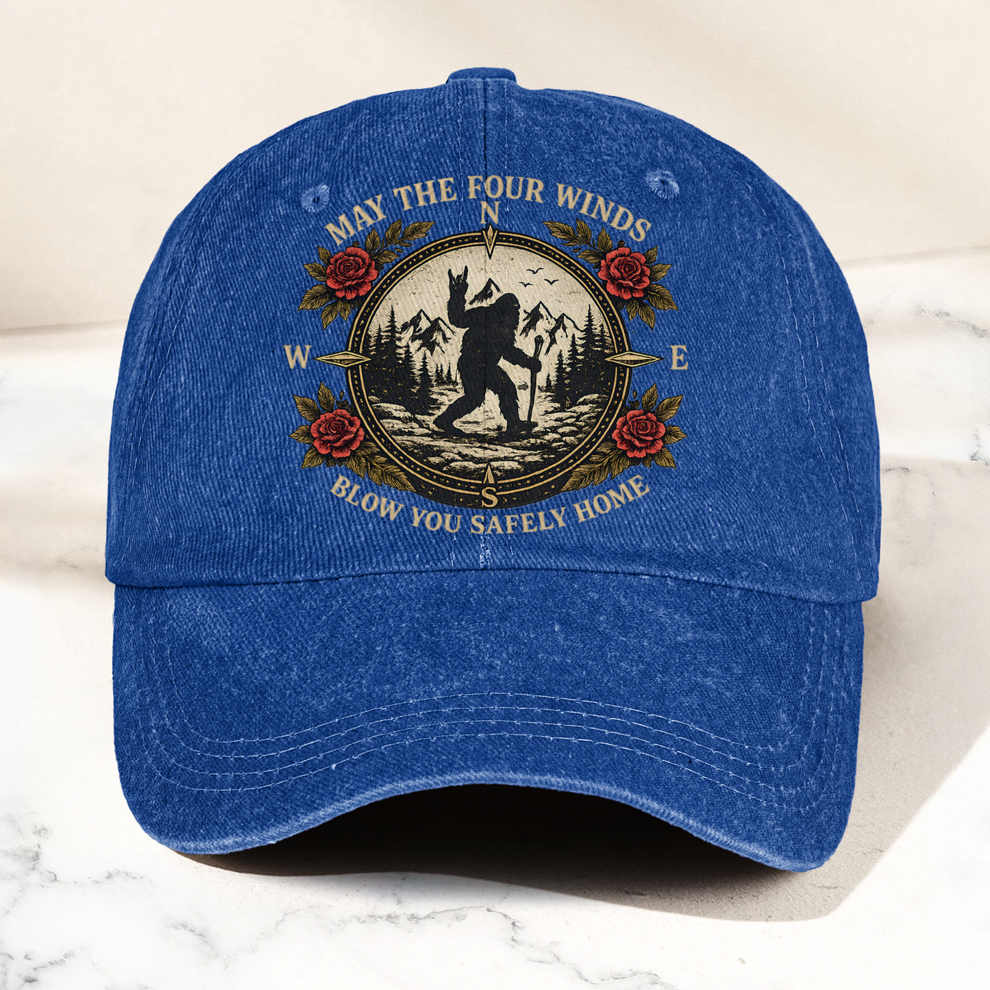Grateful Dead Franklin's Tower May The Four Winds Blow You Safely Home Bigfoot Sasquatch Denim Cap – Retro Vintage Dad Cap Gift For Dad (With Box)