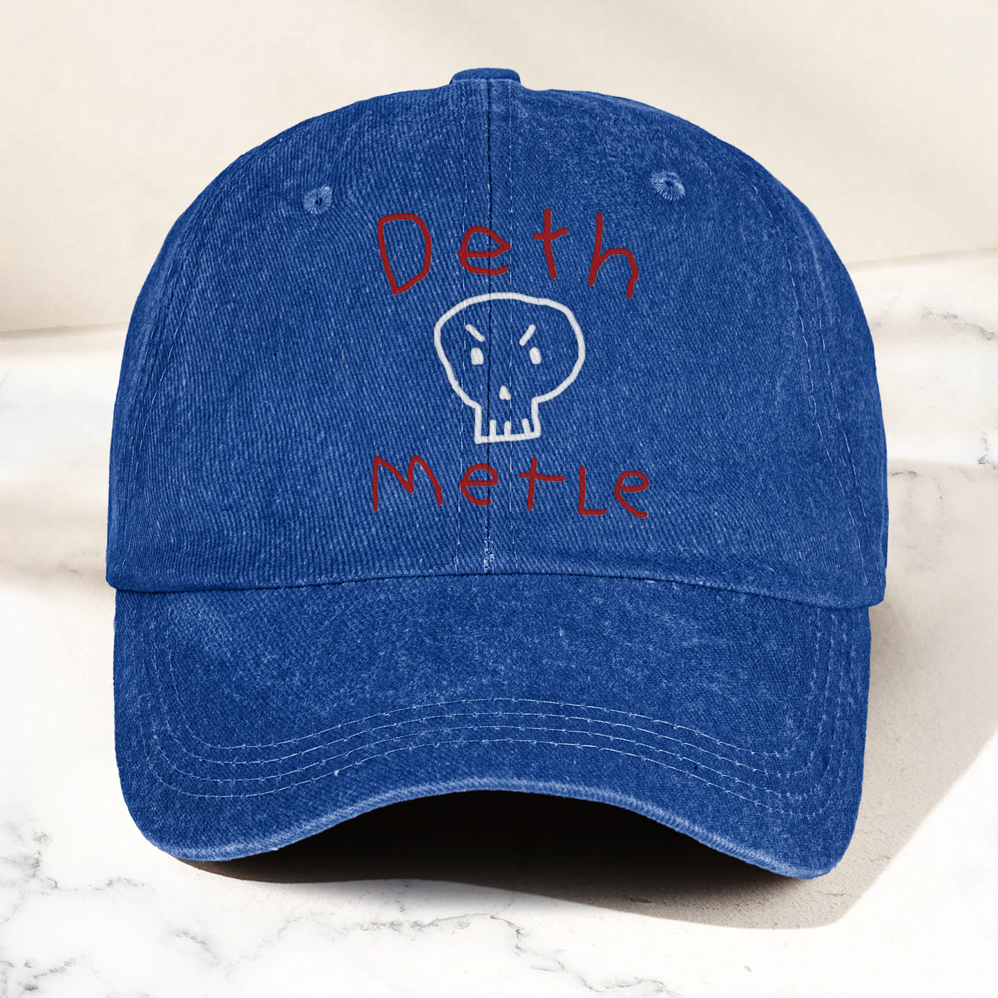 Death Metal Skull Deth Metle Denim Cap – Heavy Metal Emo Dad Cap Gift For Dad (With Box)
