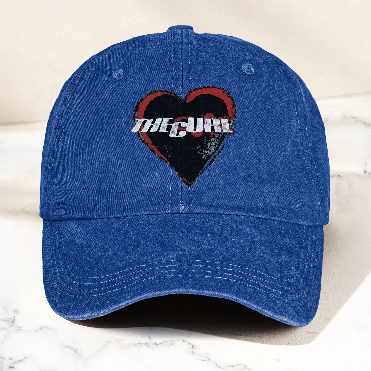 The Cure Heart Logo Denim Cap – Vintage The Cure Band Album Merch Gift for Dad (With Box)