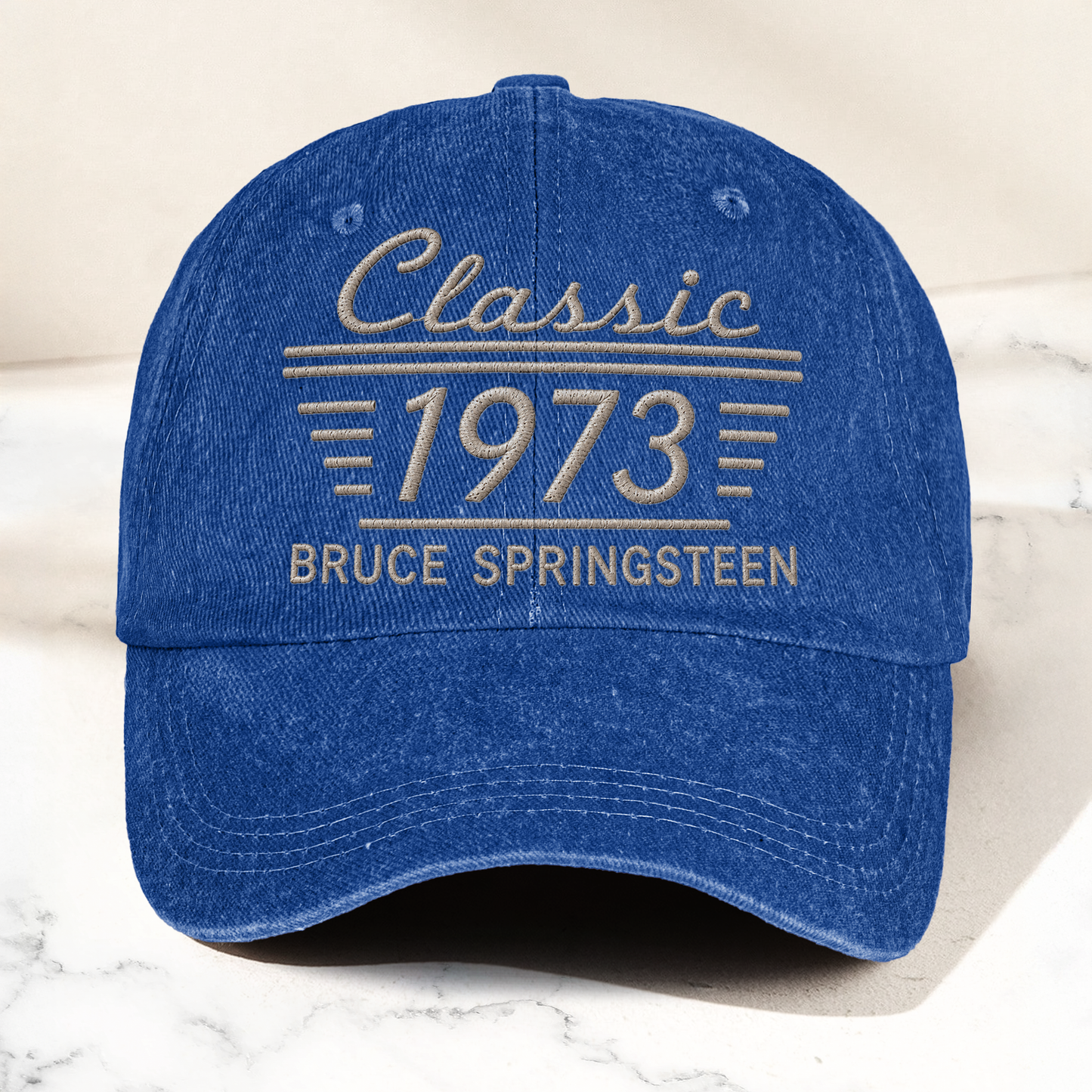 Bruce Springsteen Classic 1973 Est Heartland Rock Band Music Merch Graphic Denim Cap – Retro Vintage Dad Cap Gift For Dad (With Box)