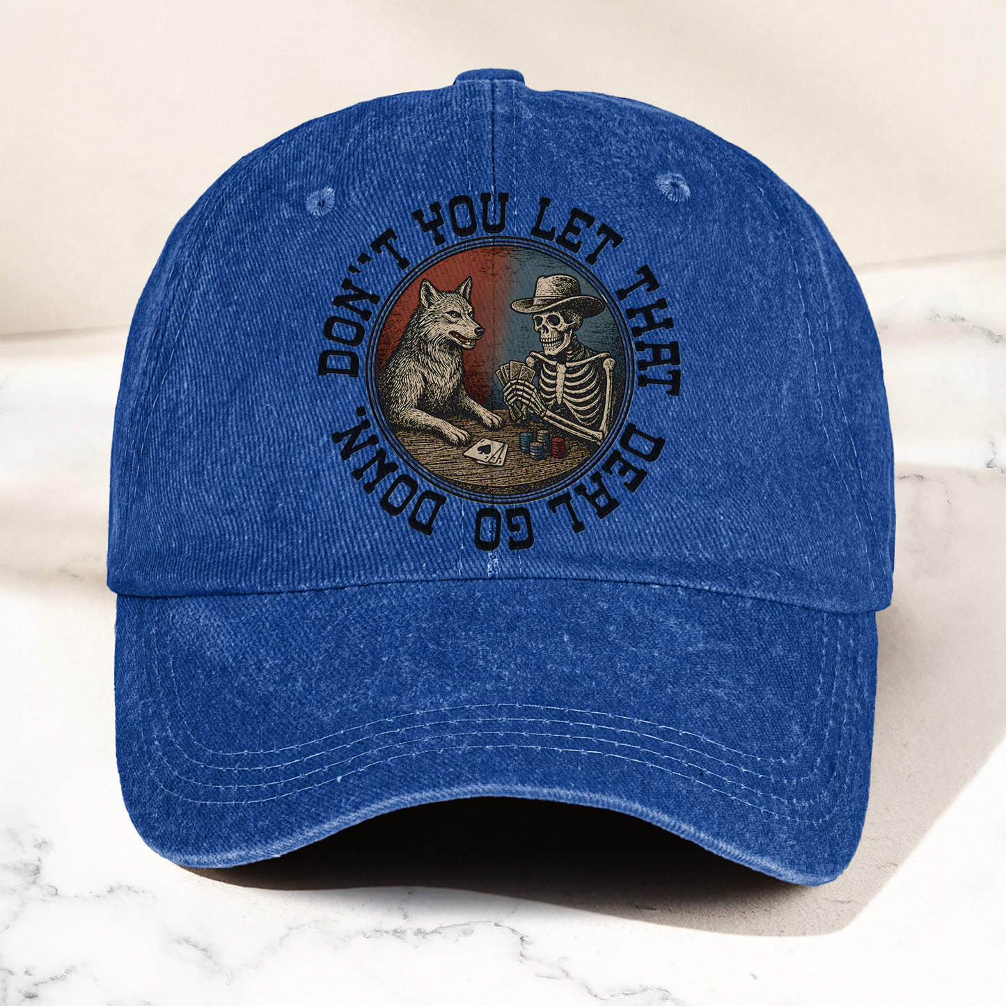 Grateful Dead Don't You Let That Deal Go Down Poker Skeleton Denim Cap – Retro Vintage Dad Cap Gift For Dad (With Box)
