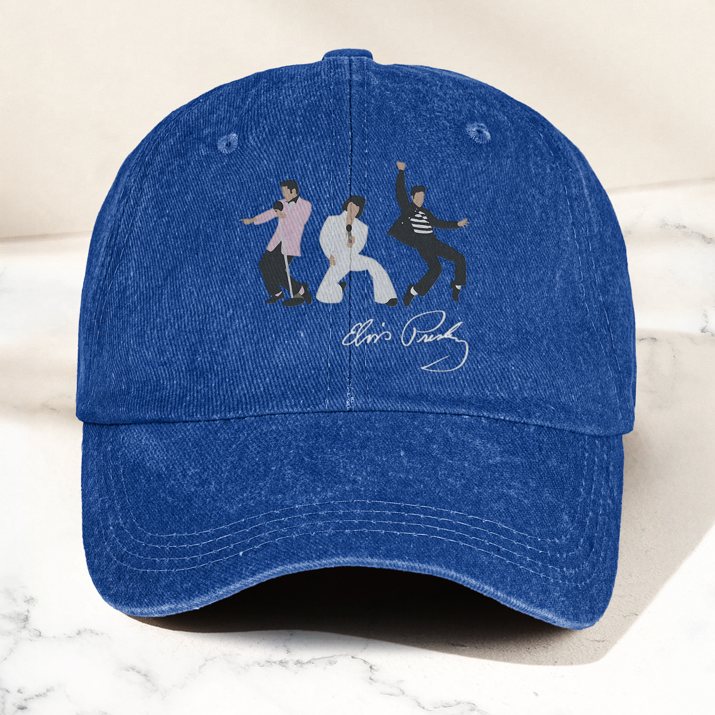 Elvis Presley With Sign Graphic Denim Cap – Vintage Elvis Presley Album Merch Gift for Dad (With Box)