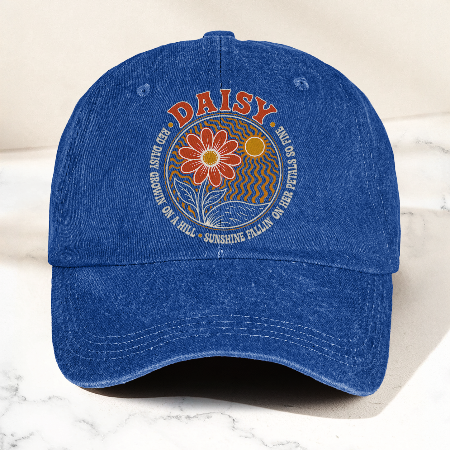 Grateful Dead Red Daisy Lyrics Music Merch Denim Cap – Retro Vintage Dad Cap Gift For Dad (With Box)