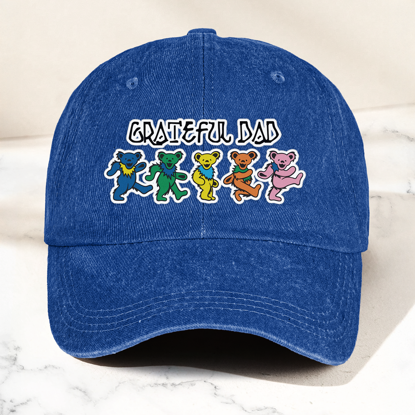 Grateful Dad Denim Cap – Dancing Bears Retro Music Dad Hat (With Box)
