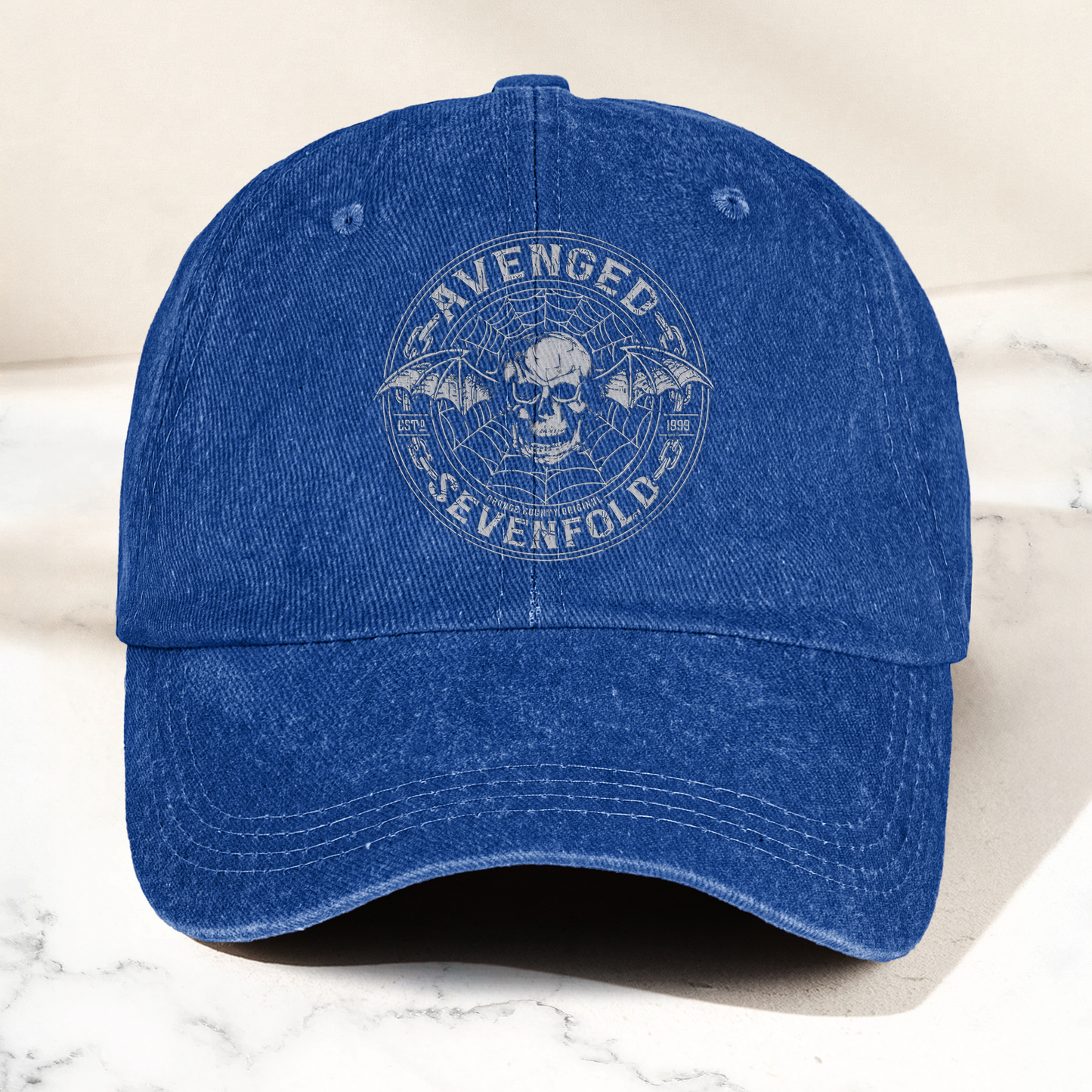 Avenged Sevenfold Deathbat Logo Denim Cap – Retro Vintage Dad Cap Gift For Dad (With Box)