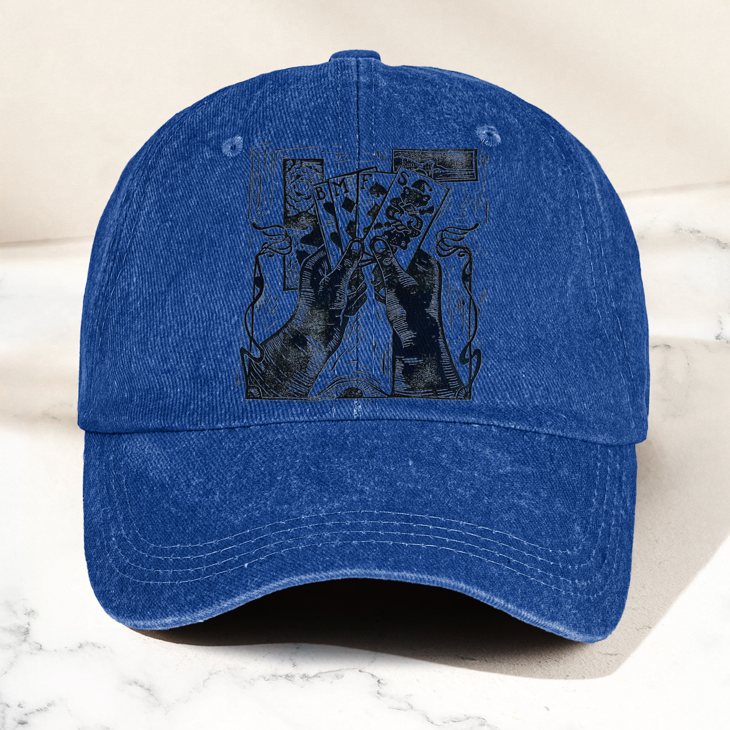Billy Strings BMFS Playing Cards Woodcut Graphic Music Merch Denim Cap – Retro Vintage Dad Cap Gift For Dad (With Box)