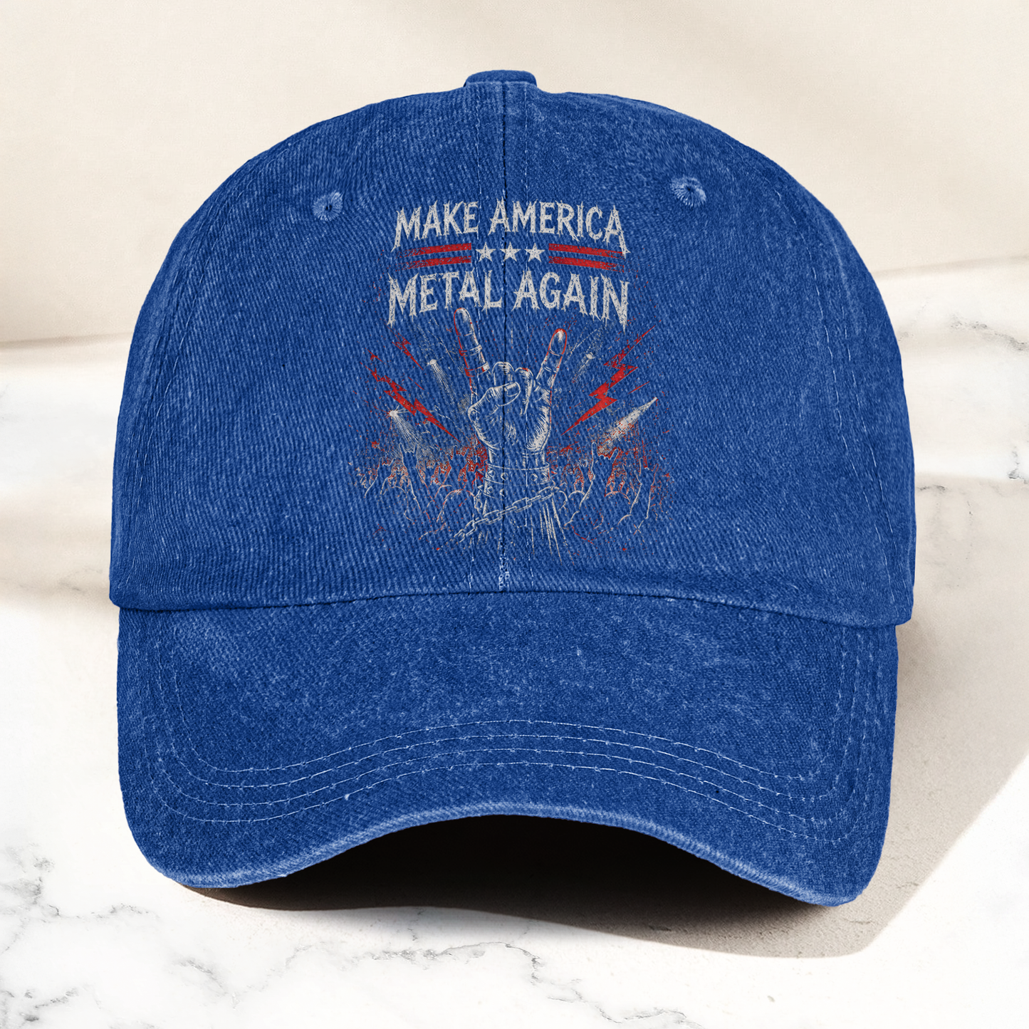 Make America Metal Again Denim Cap – Heavy Metal Emo Dad Cap Gift For Dad (With Box)