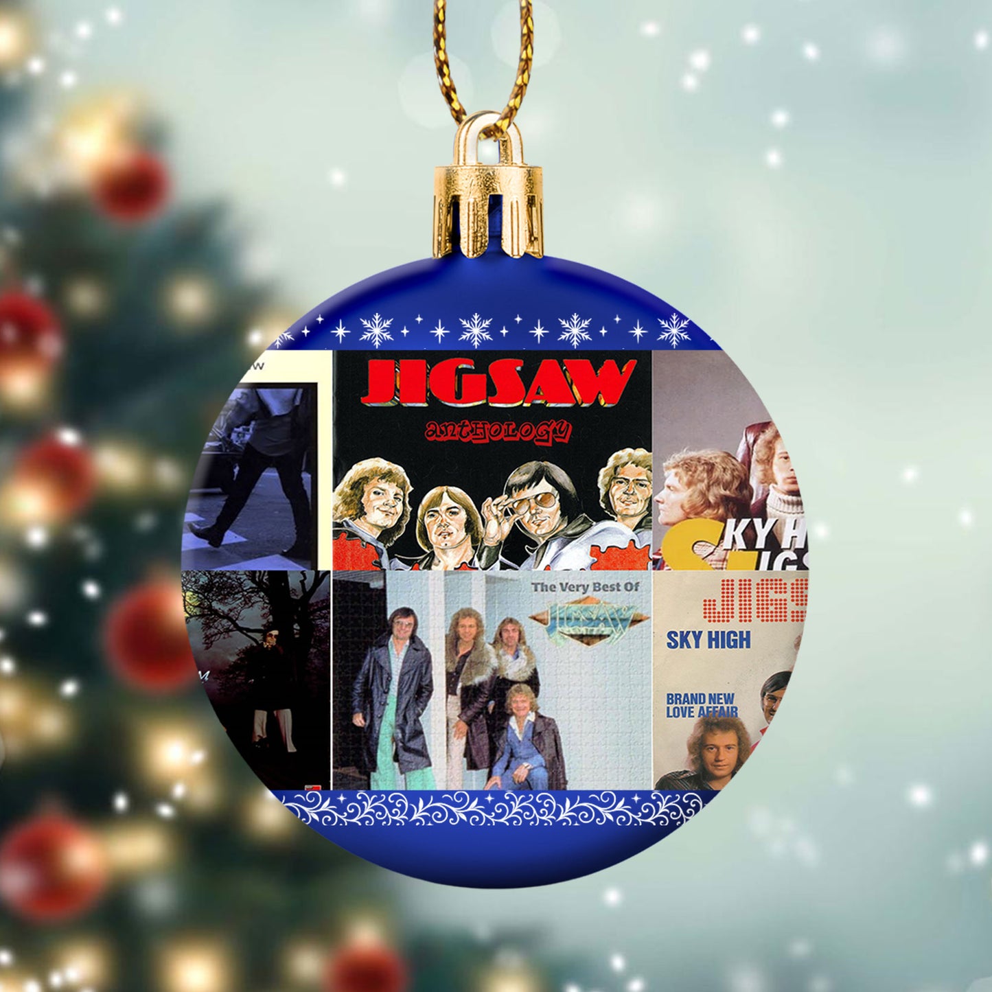 Jigsaw Album Collage Ornament – Classic Pop & Soft Rock Christmas Decoration
