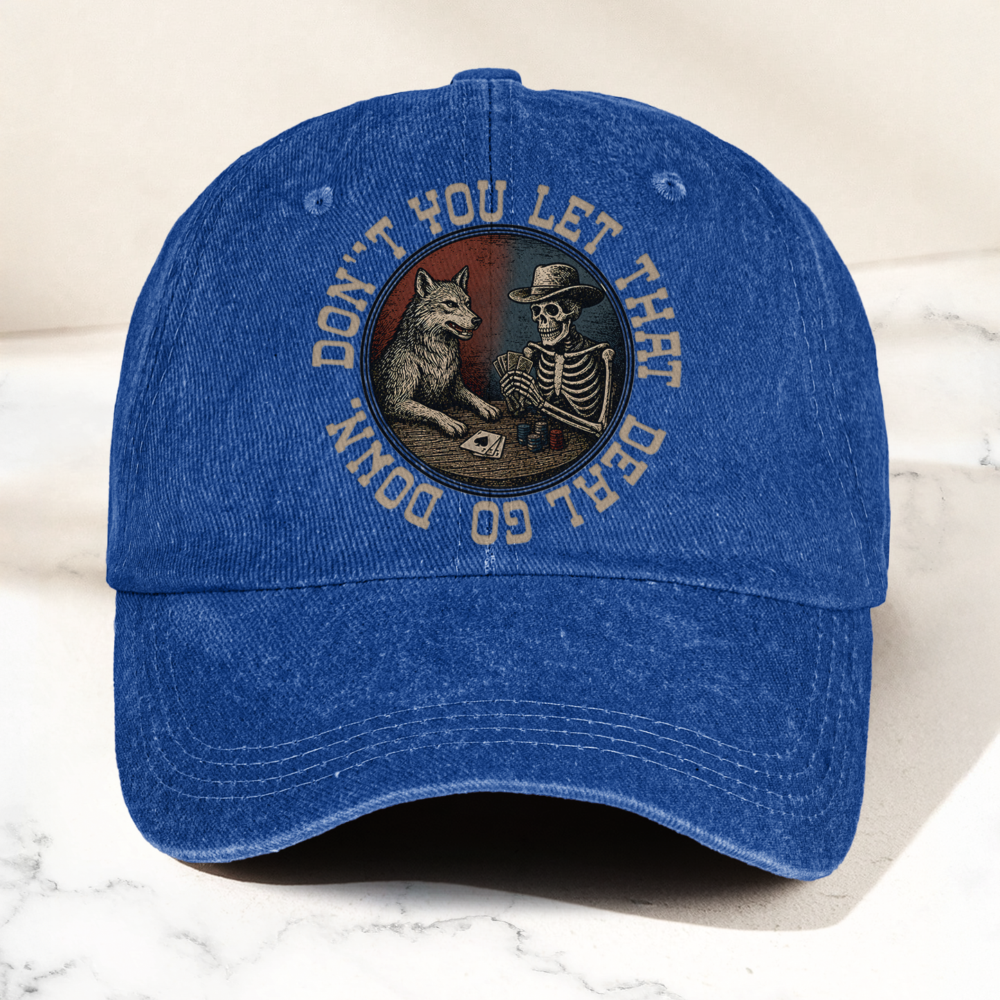 Grateful Dead Don't You Let That Deal Go Down Poker Skeleton Denim Cap – Retro Vintage Dad Cap Gift For Dad (With Box)