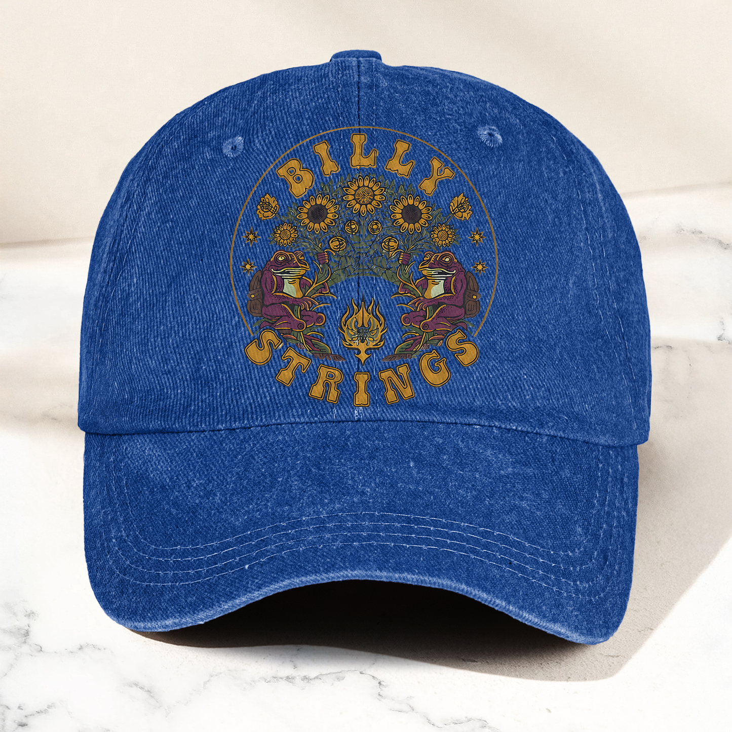 Billy Strings Sunflowers Frog Graphic Cosmic Bluegrass Retro Denim Cap – Retro Vintage Dad Cap Gift For Dad (With Box)