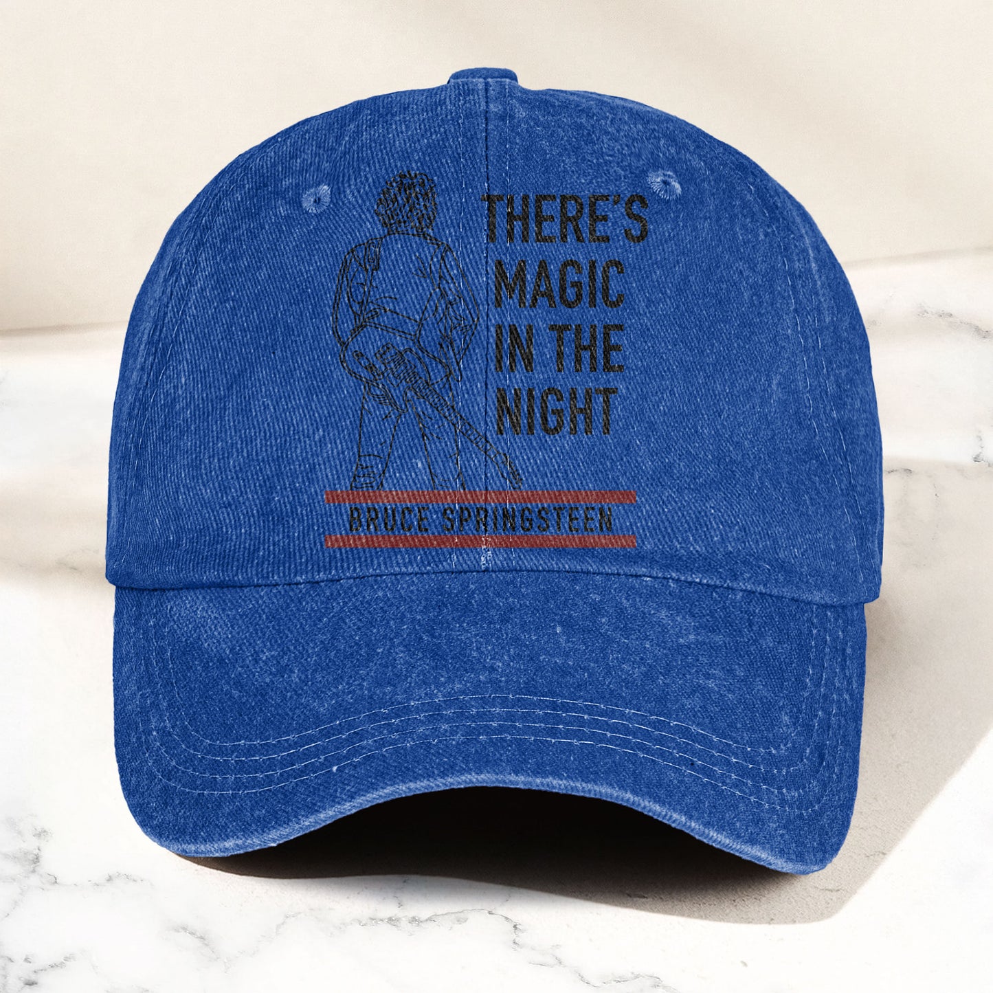 Bruce Springsteen Magic In The Night Black Version Denim Cap - Retro Vintage Dad Cap Gift For Dad (With Box)