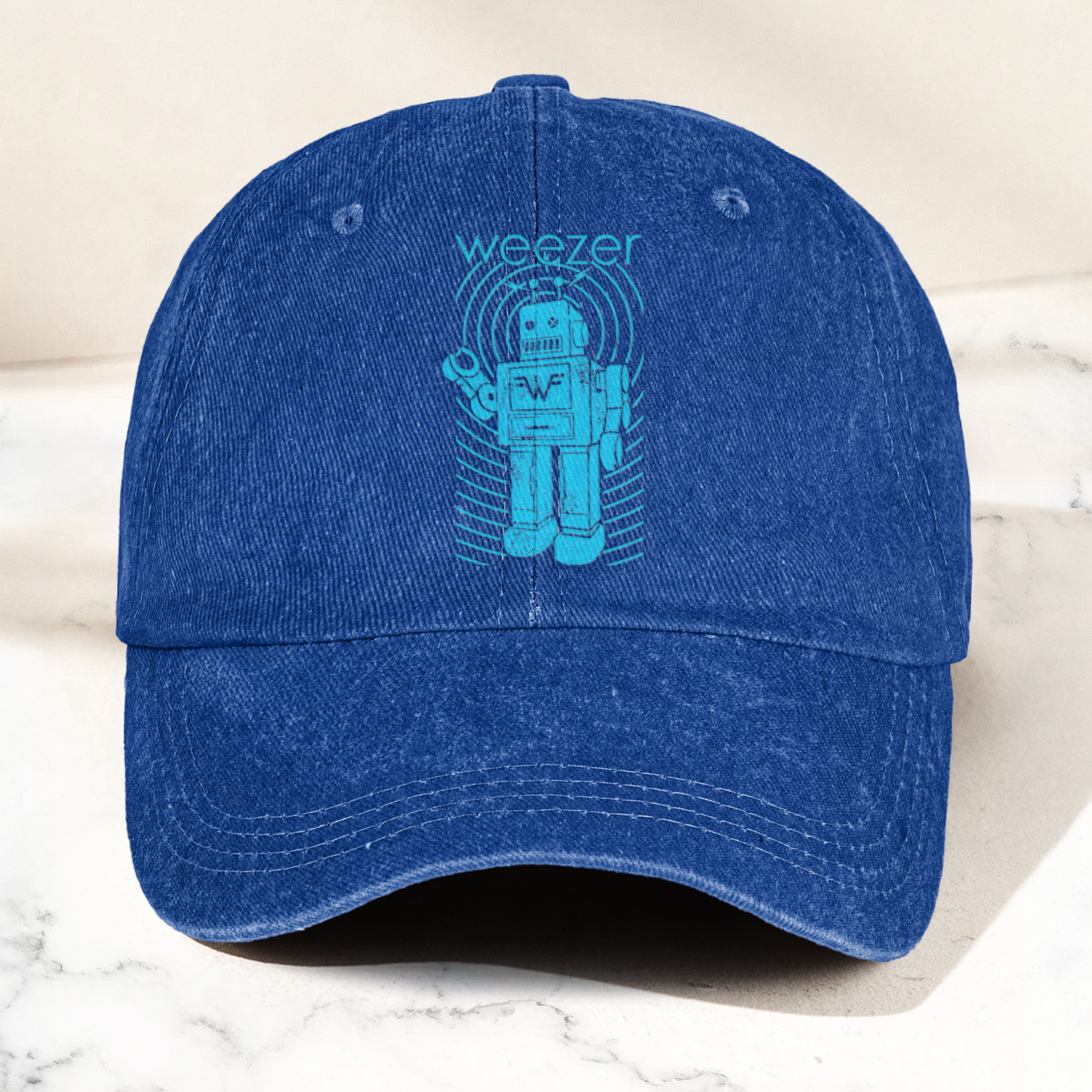 Weezer Rock Band Robot Logo Vintage Denim Cap – Retro  Weezer Band Cap Gift For Dad (With Box)