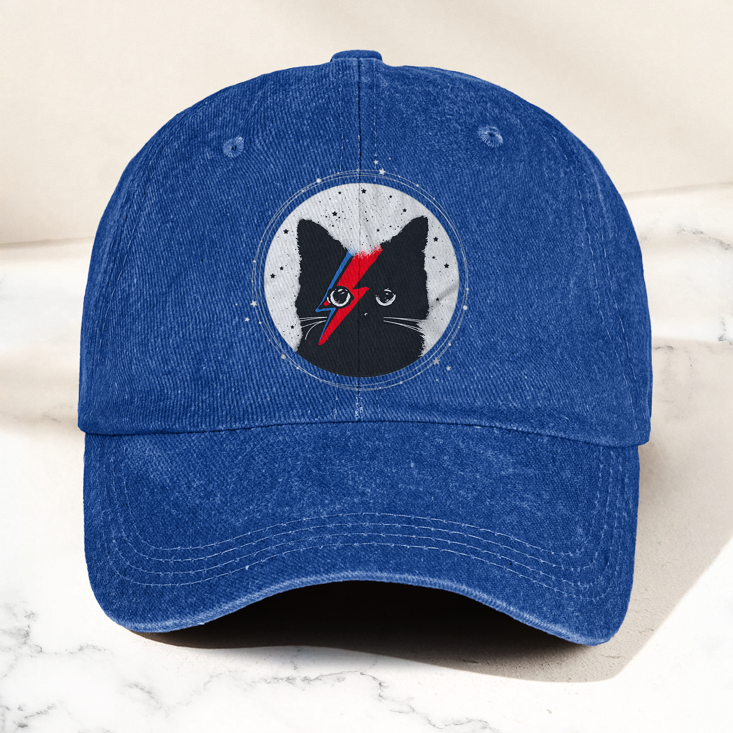 Ziggy Stardust Cat David Bowie Vintage Denim Cap – Retro Music David Bowie Cap Gift For Dad (With Box)