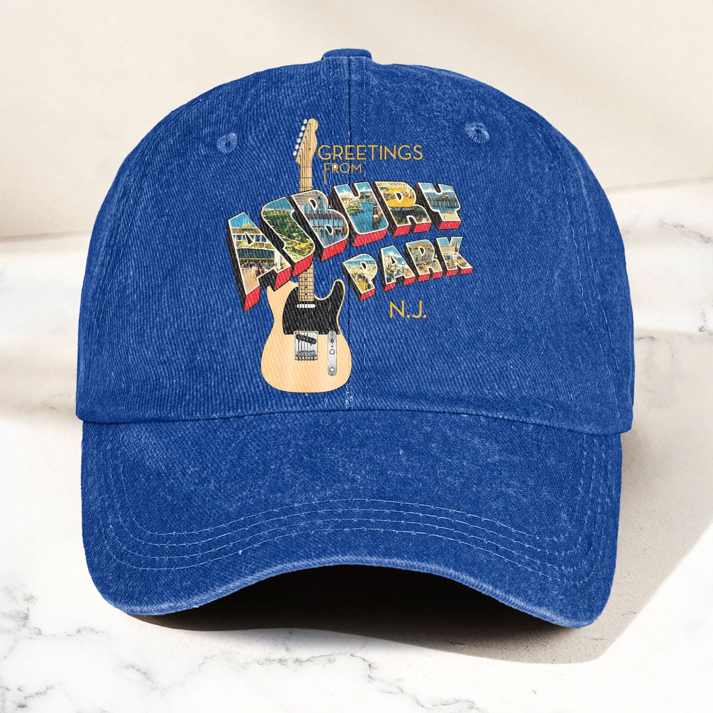Bruce Springsteen Greetings From Asbury Park Vintage Rock Band Denim Cap- Retro Vintage Dad Cap Gift For Dad (With Box)