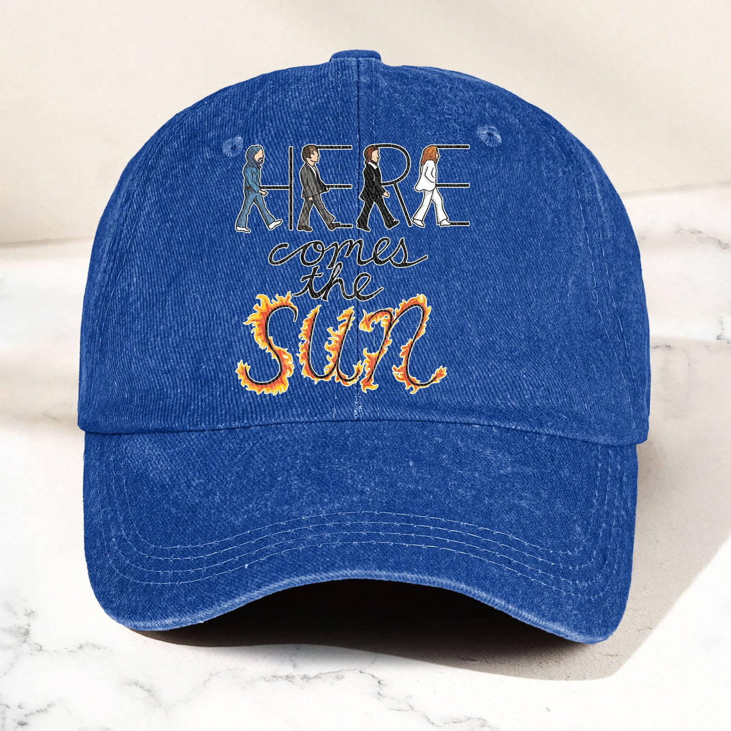 Here Comes the Sun Denim Cap – Retro The Beatles Tribute Merch Dad Hat (With Box)