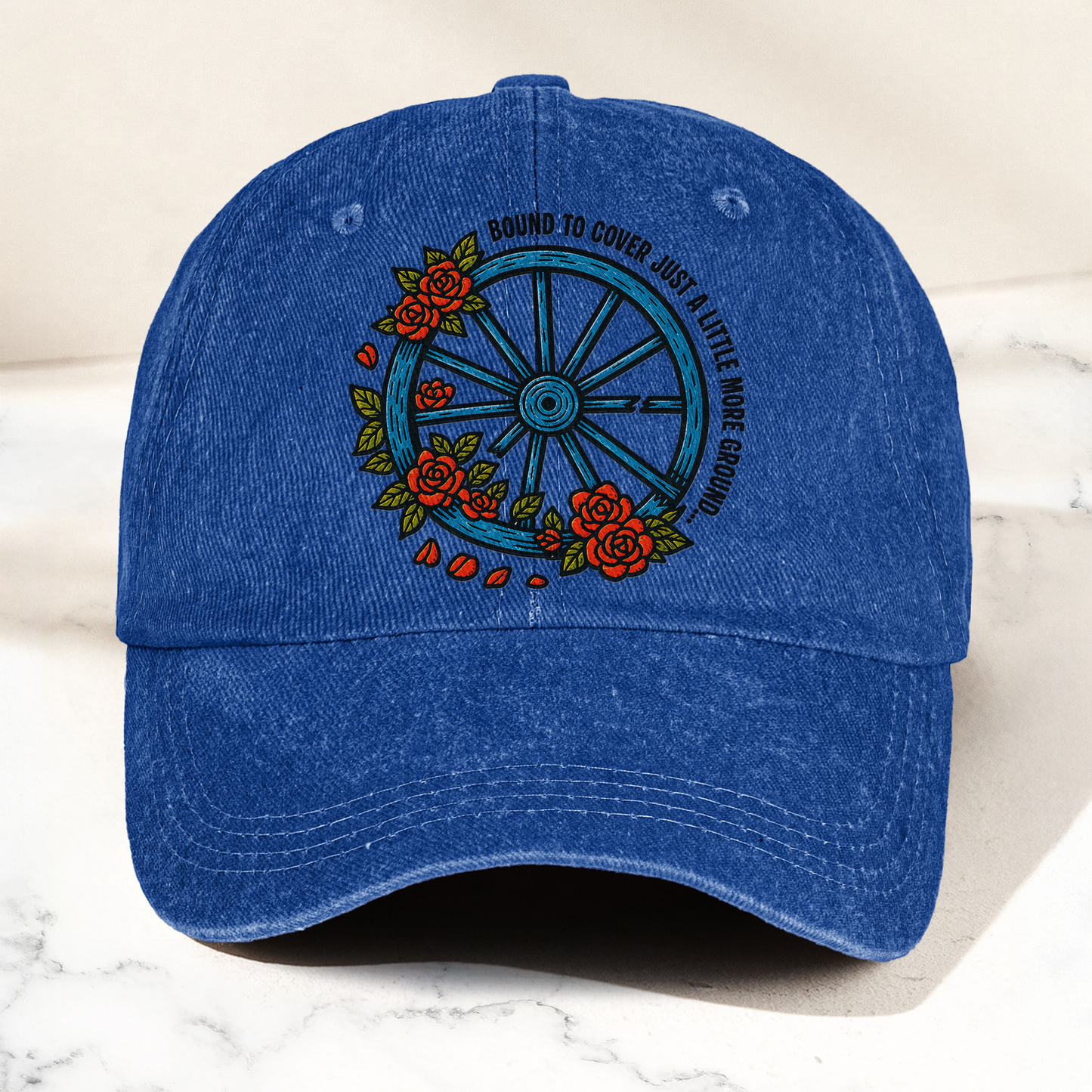 Grateful Dead Bound To Cover Just A Little More Ground Wheel Roses Denim Cap – Retro Vintage Dad Cap Gift For Dad (With Box)
