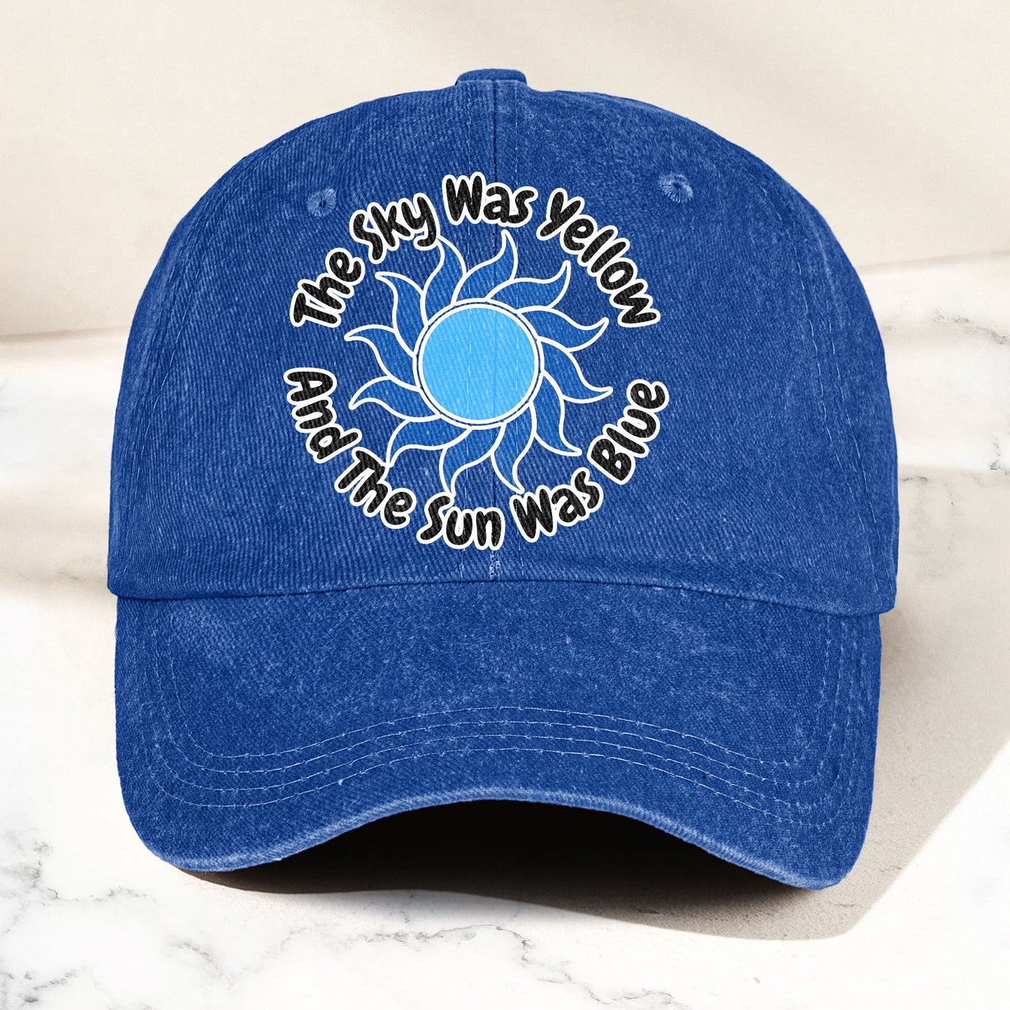 The Sky Was Yellow And The Sun Was Blue Denim Cap – Grateful Dead Tribute Merch Dad Hat (With Box)